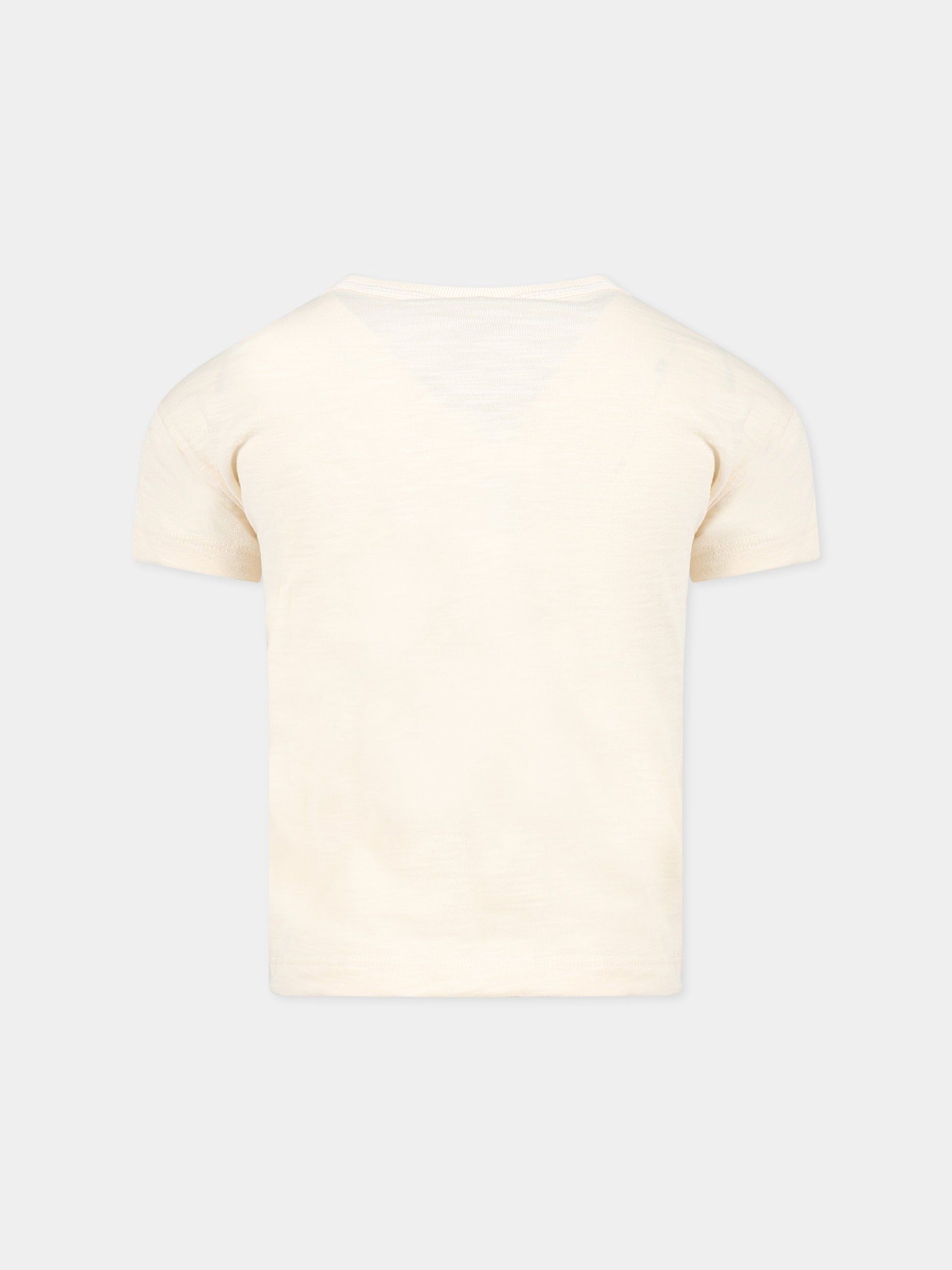 T-shirt avorio per bambino con logo,Petit Bateau,A07CD AVALANCHE