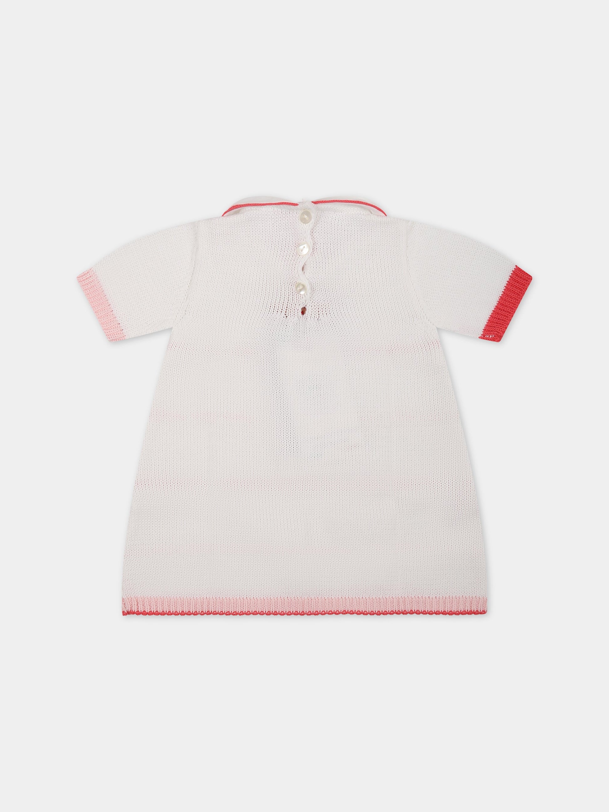 Vestito bianco per neonata con dettagli multicolor,Scaldacuore,FA05