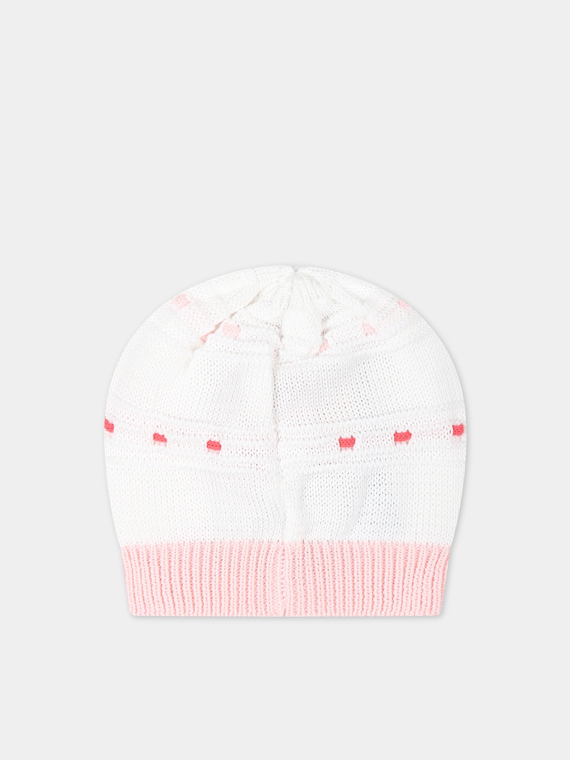 Cappello bianco per neonata con dettagli multicolor,Scaldacuore,FA14 ROSA