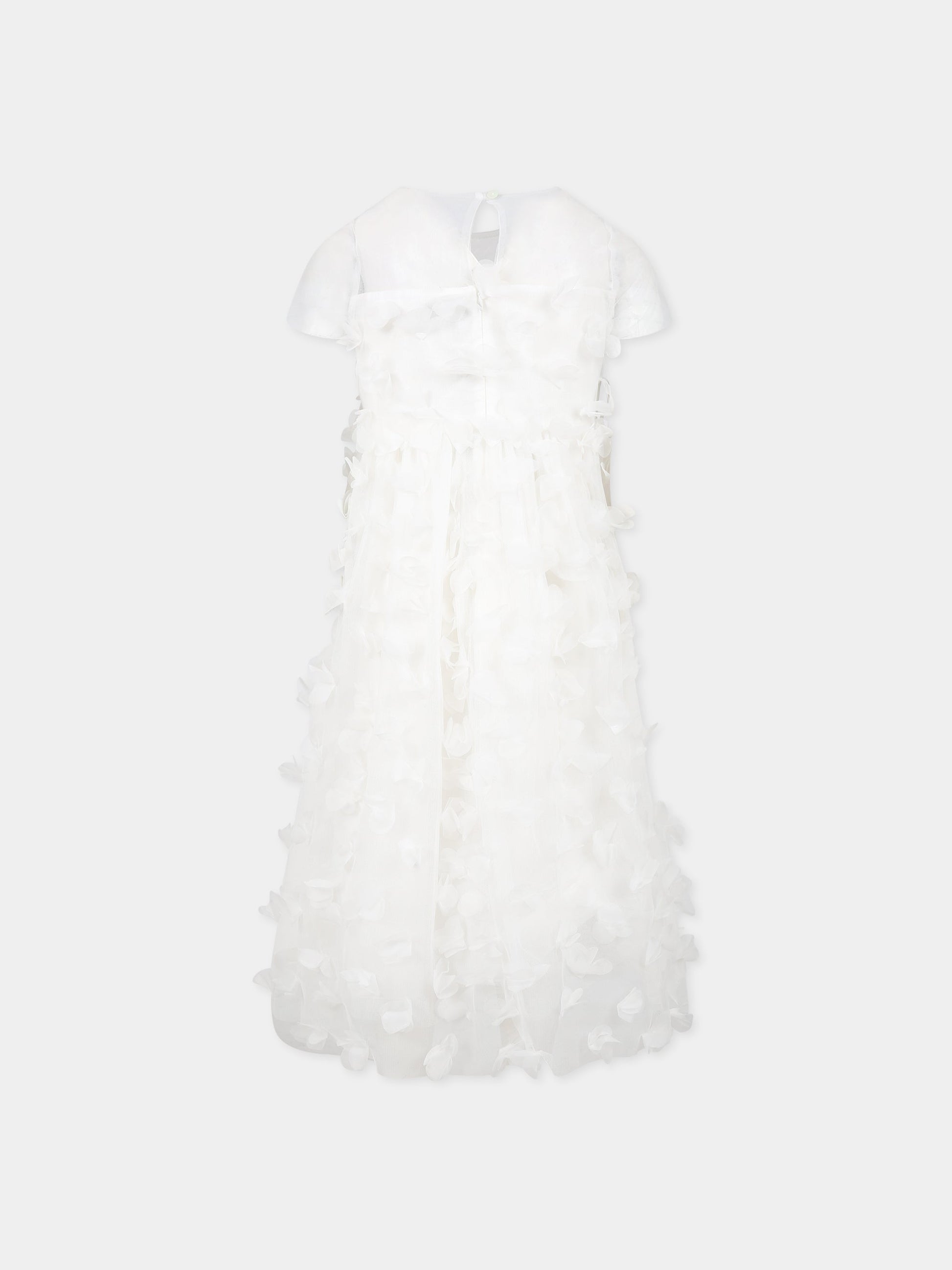 Vestito bianco per bambina con applicazioni in tulle,Simonetta,SS1C21 T0041 101