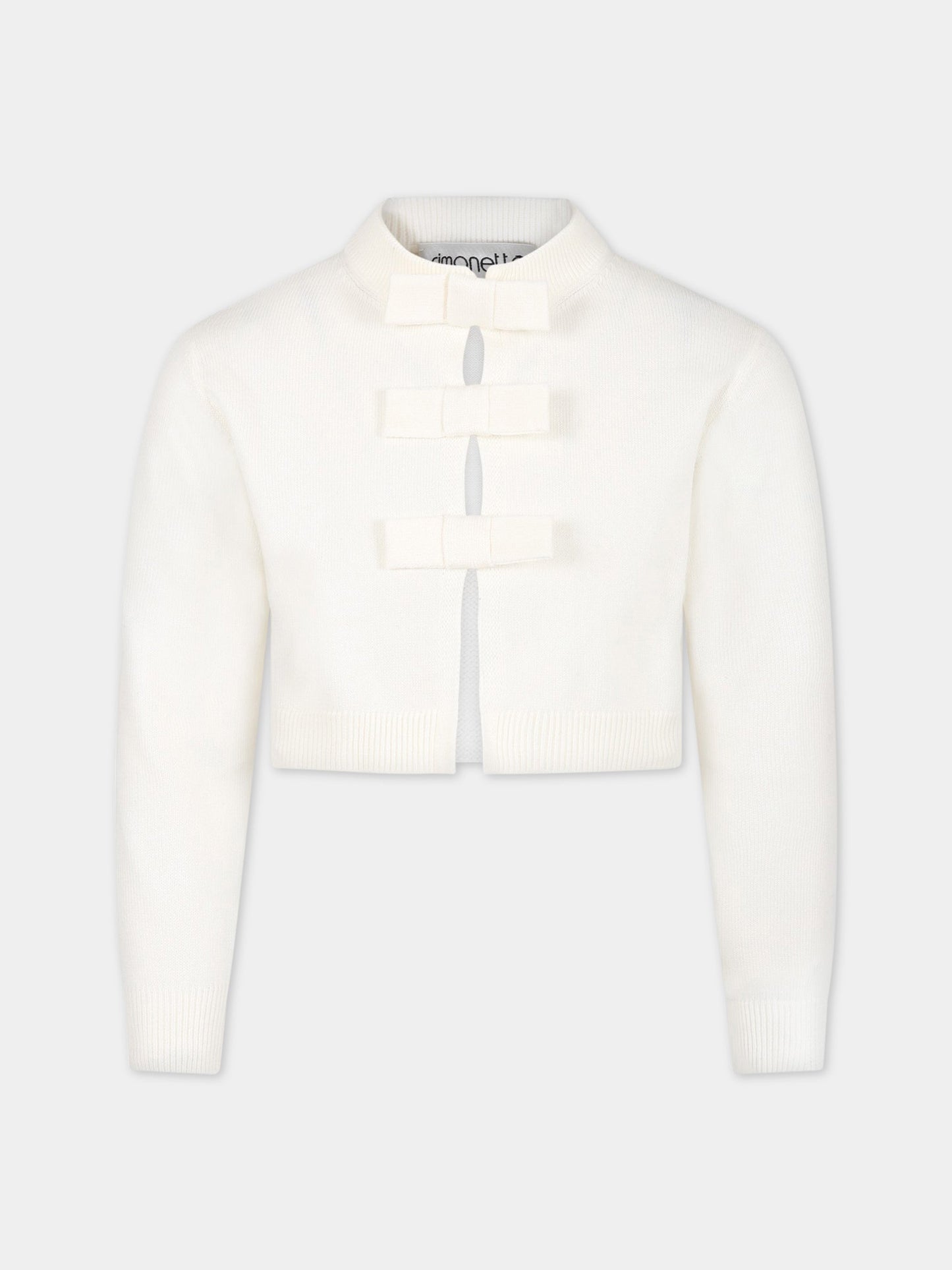 Cardigan bianco per bambina con fiocchi,Simonetta,SS9A80 X0003 101