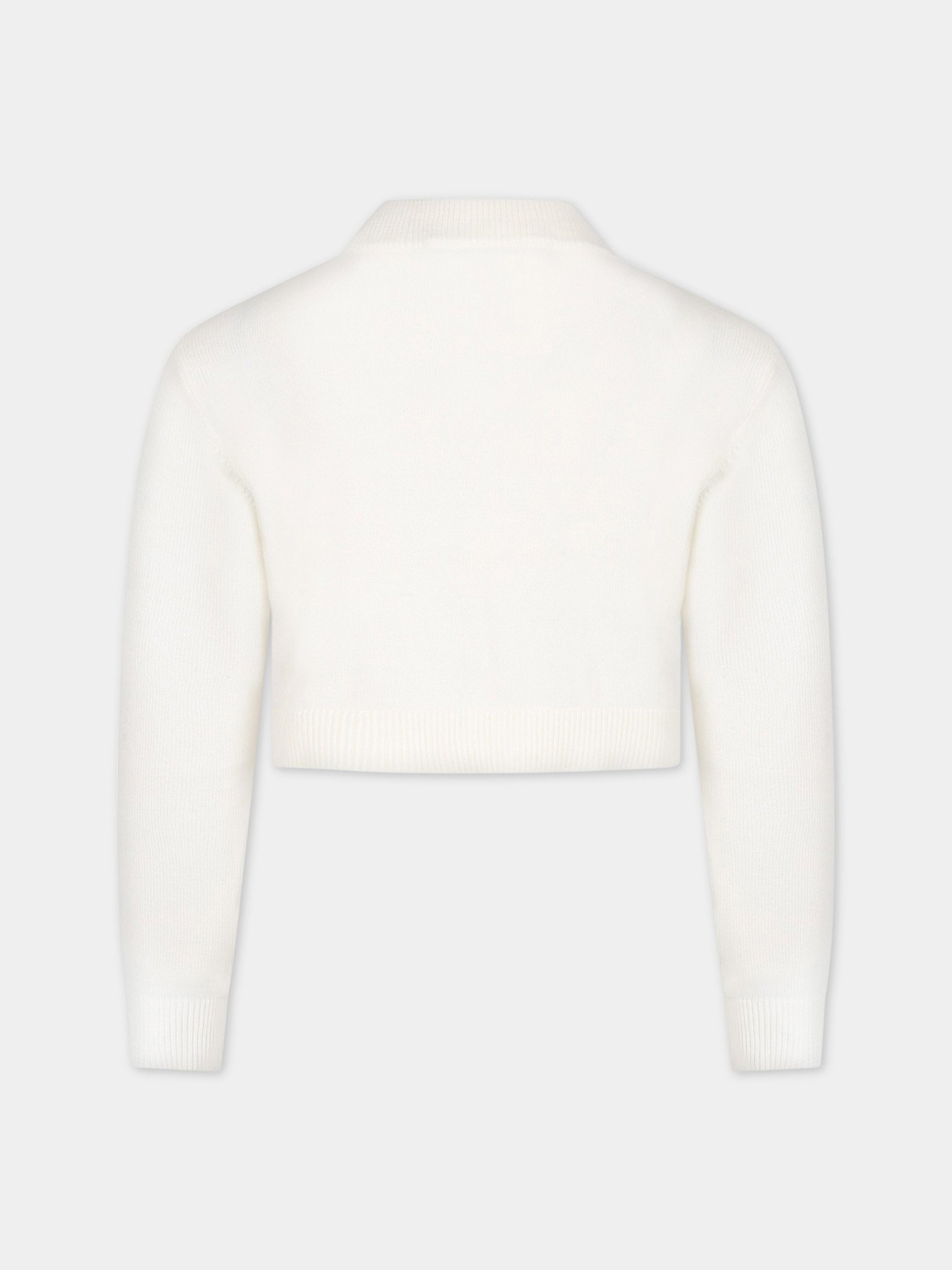Cardigan bianco per bambina con fiocchi,Simonetta,SS9A80 X0003 101