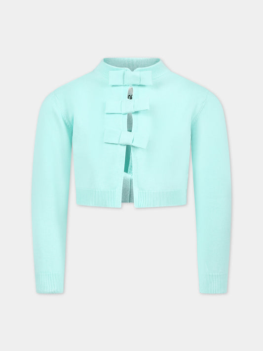 Cardigan verde per bambina con fiocchi,Simonetta,SS9A80 X0003 630