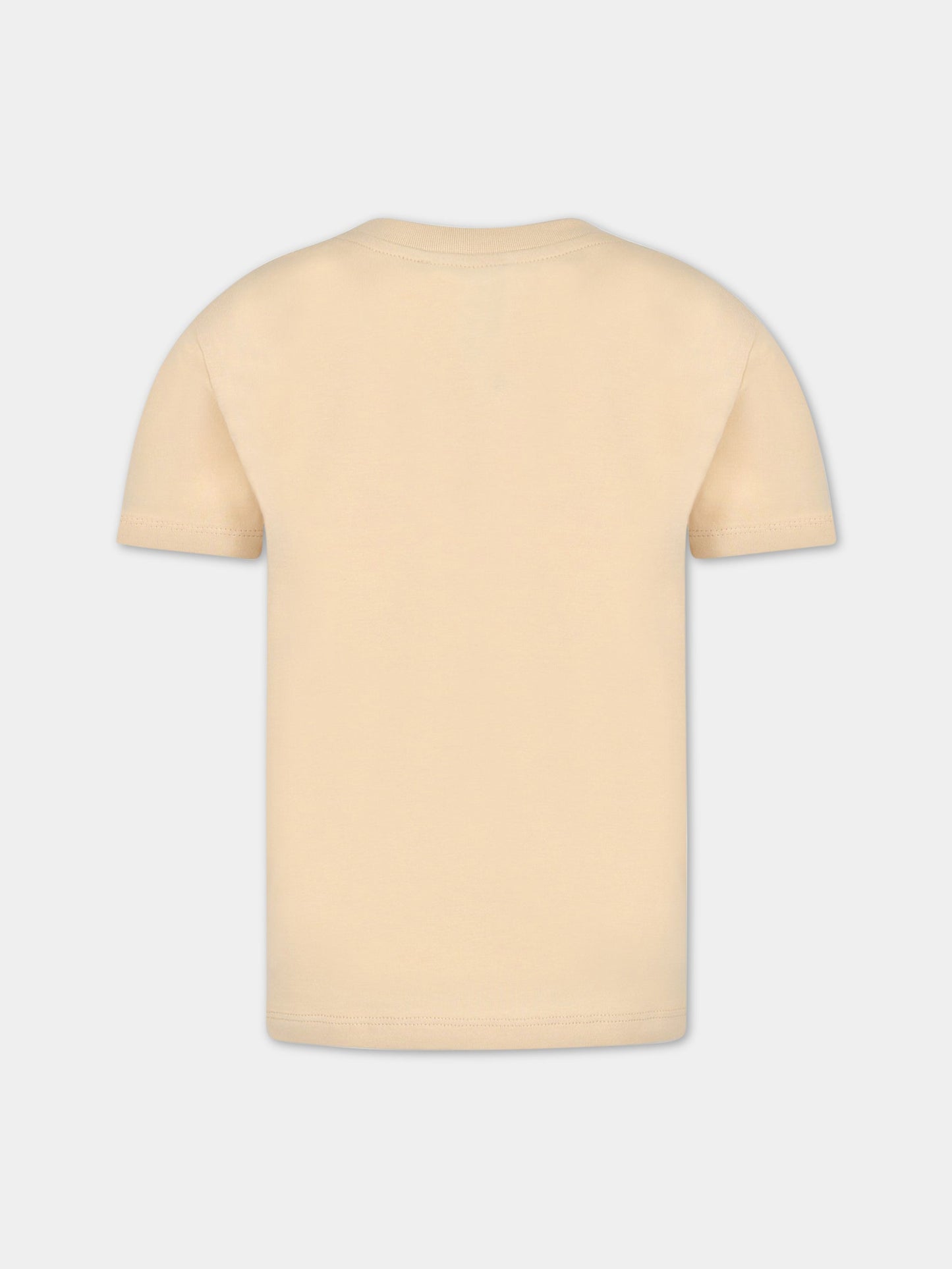 T-shirt beige per bambini con logo nero,Balmain Kids,BS8R51 Z0057 120NE