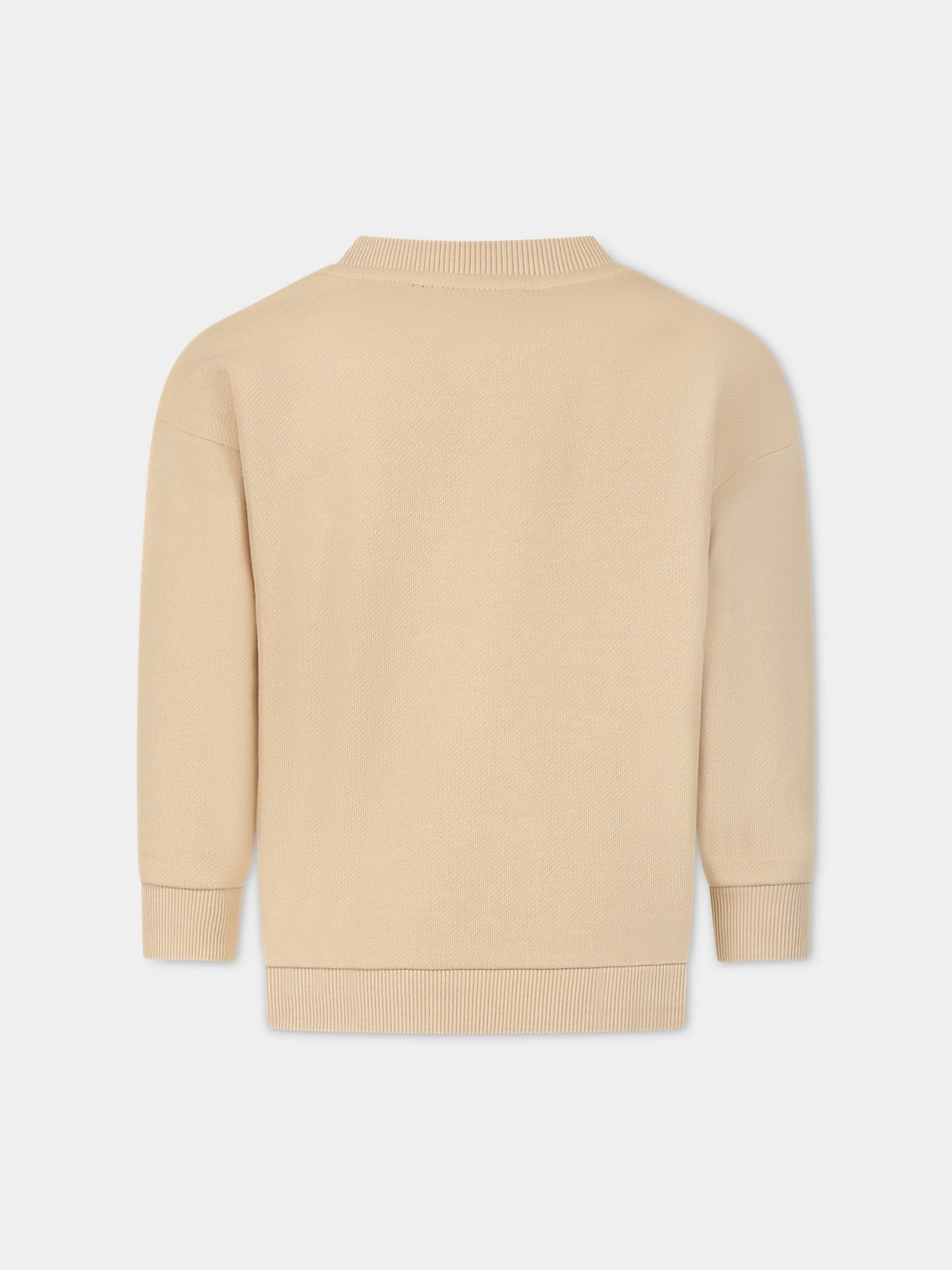 Felpa beige per bambini con logo nero,Balmain Kids,BS4R20 Z0001 120NE