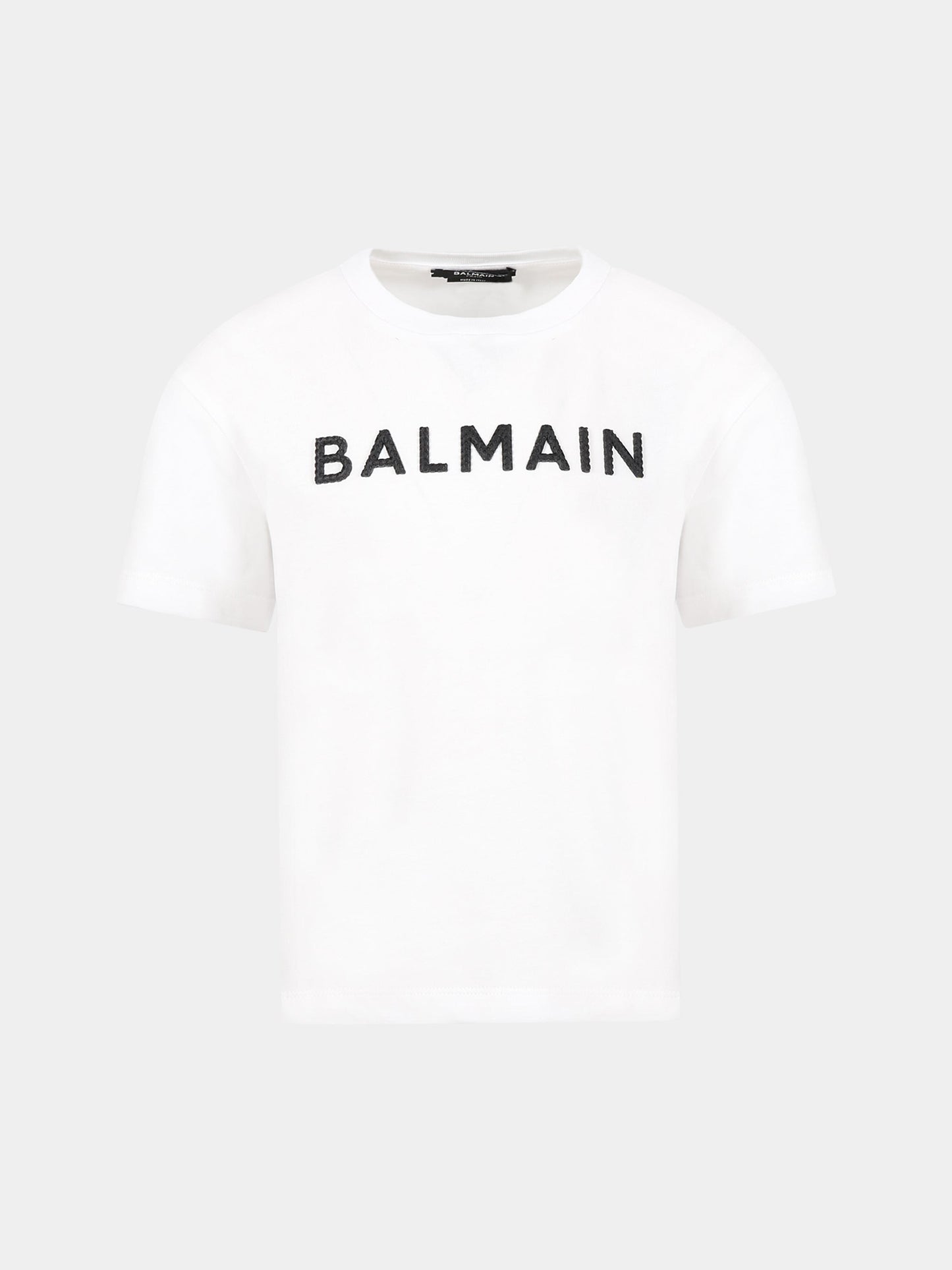 T-shirt bianco per bambini con logo,Balmain Kids,BS8R41 J0177 100NE