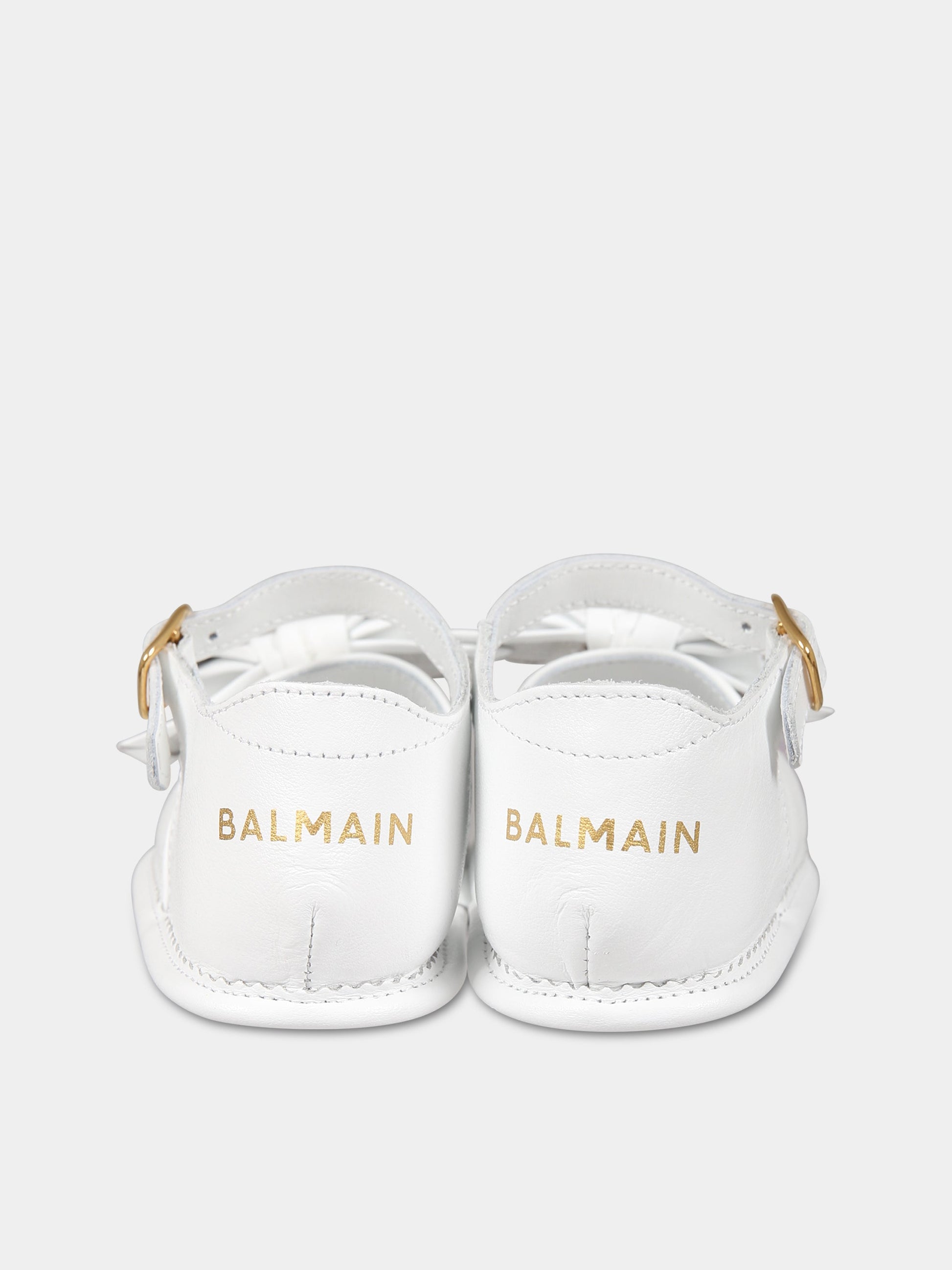 Sandali bianco per neonata con logo,Balmain Kids,BS0016 Y0051 100