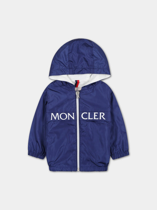 Giacca  Erdvile  blu a vento per neonato con logo e patch,Moncler Kids,951 1A00012 539ZD 750