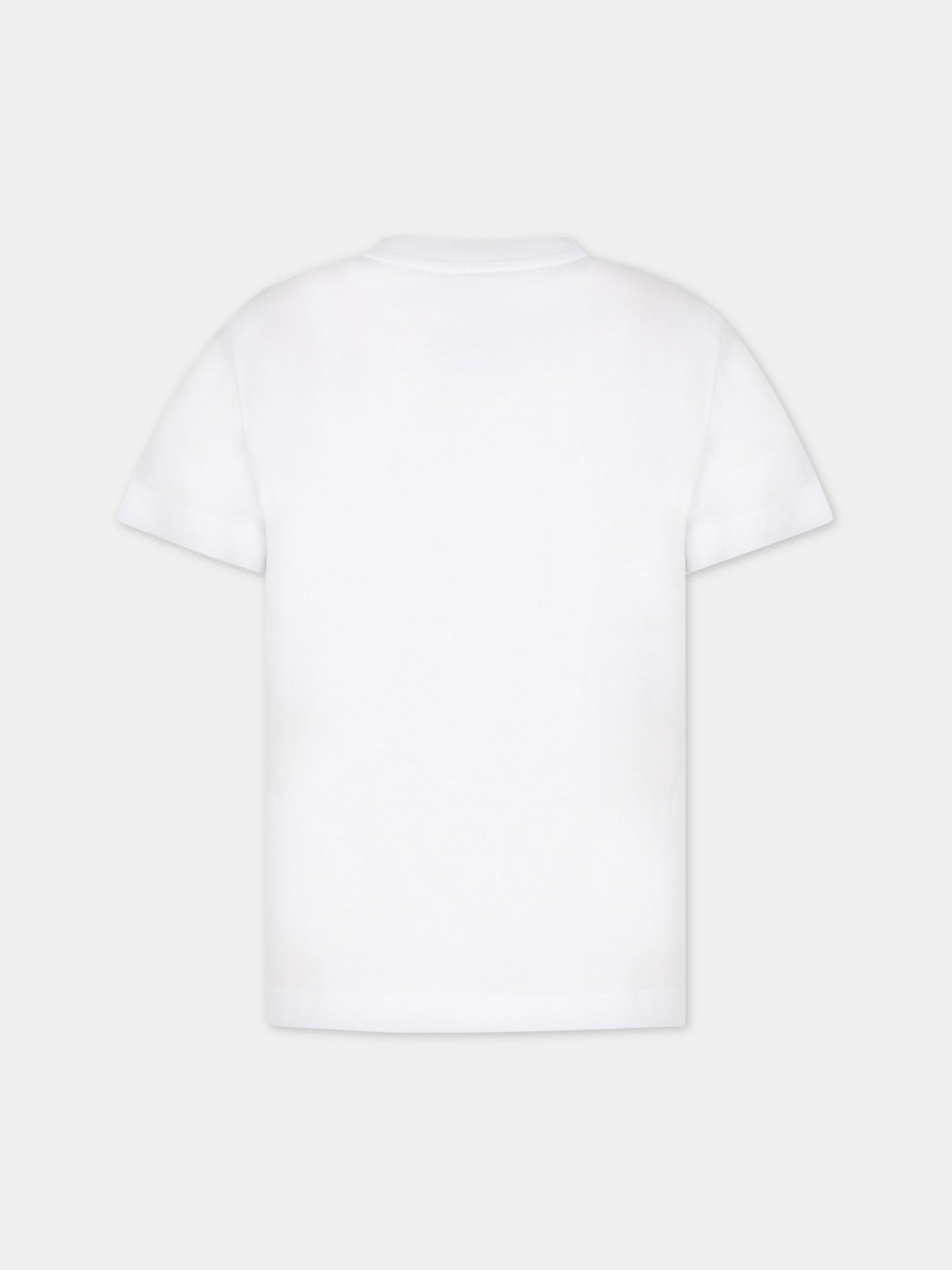 T-shirt bianca per bambino con patch logato,Moncler Kids,954 8C00033 83907 001