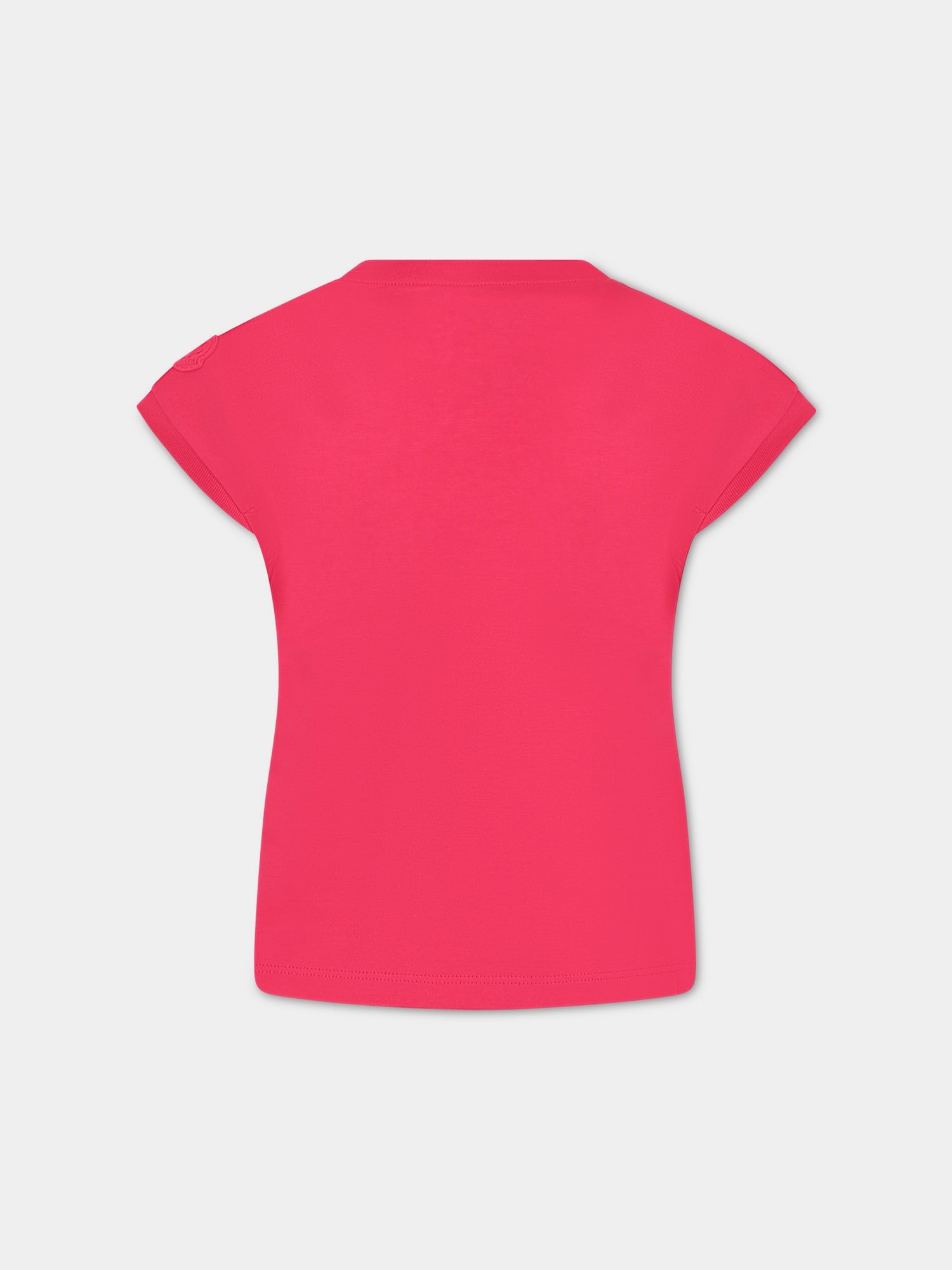 T-shirt fucsia per bambina con logo,Moncler Kids,954 8P00001 899WA 562