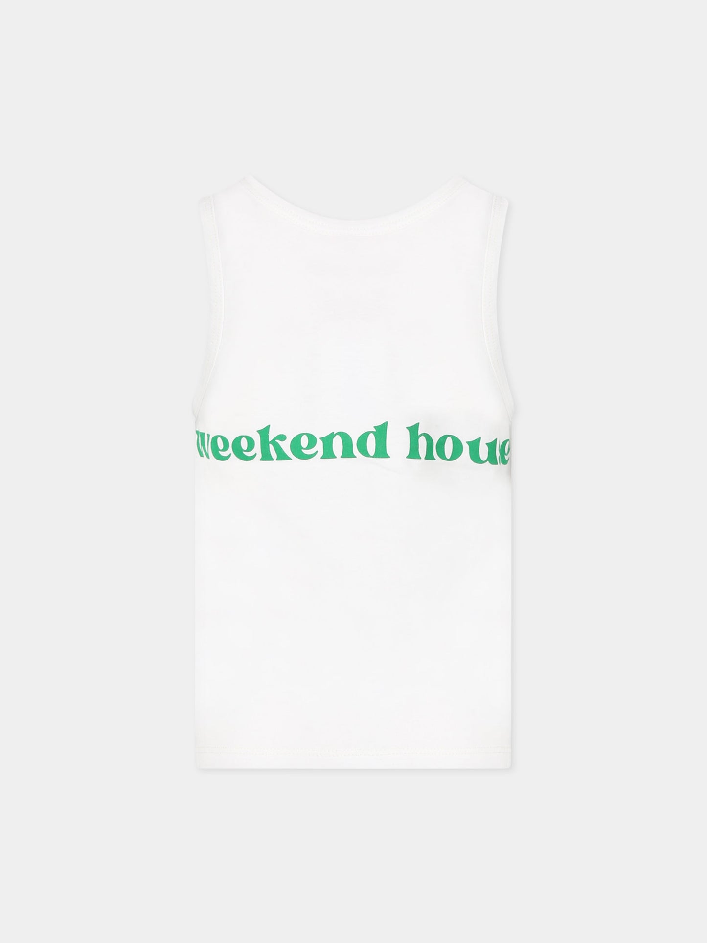 T-shirt bianca per bambini con stampa e logo,Weekend House Kids,732