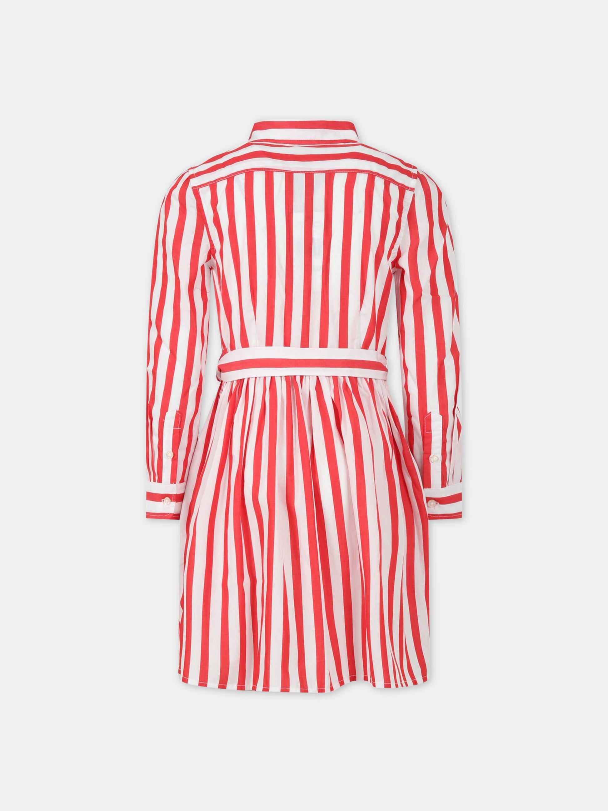 Vestito multicolor per bambina con cavallino rosso,Ralph Lauren Kids,901561001 860E