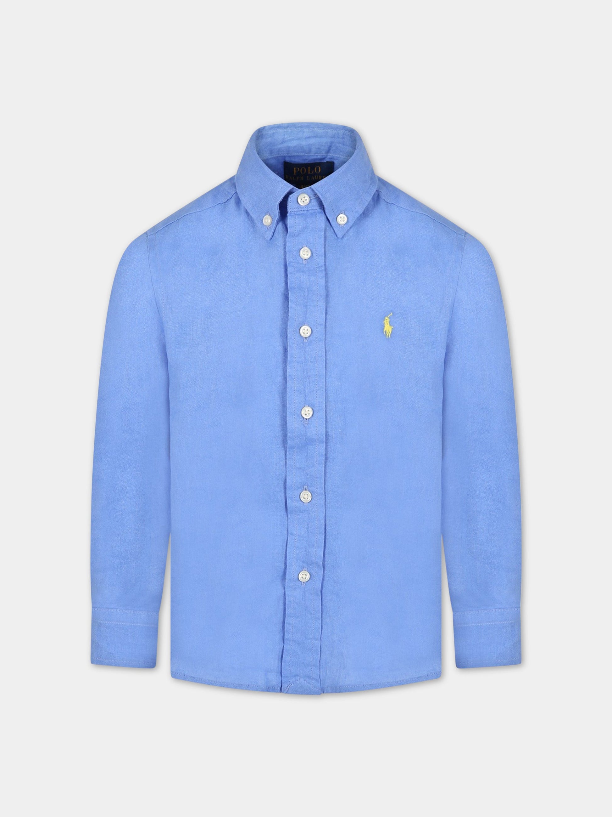Camicia azzurro per bambino con logo,Ralph Lauren Kids,865270003