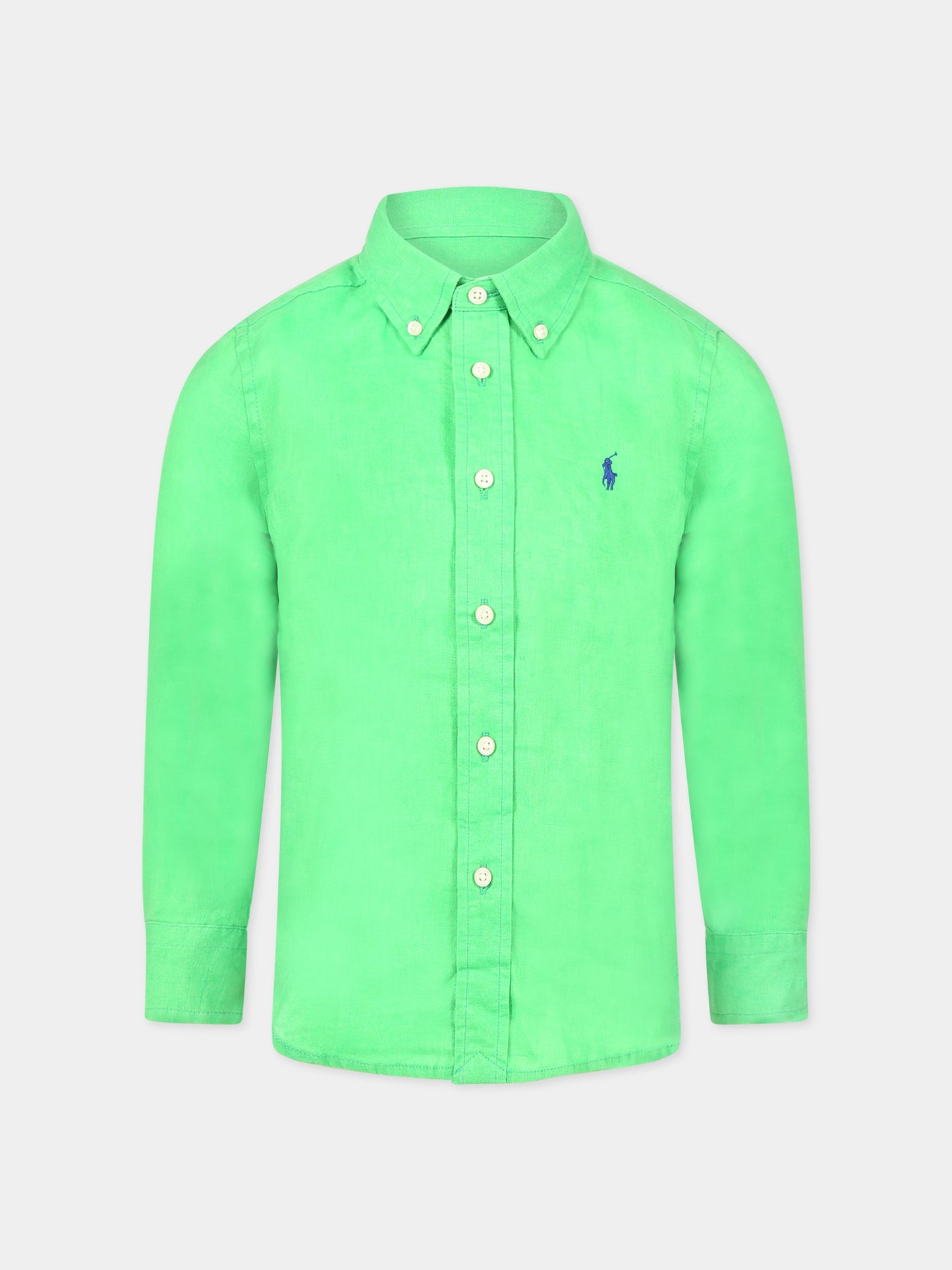 Camicia verde per bambino con iconico cavallino,Ralph Lauren Kids,865270009