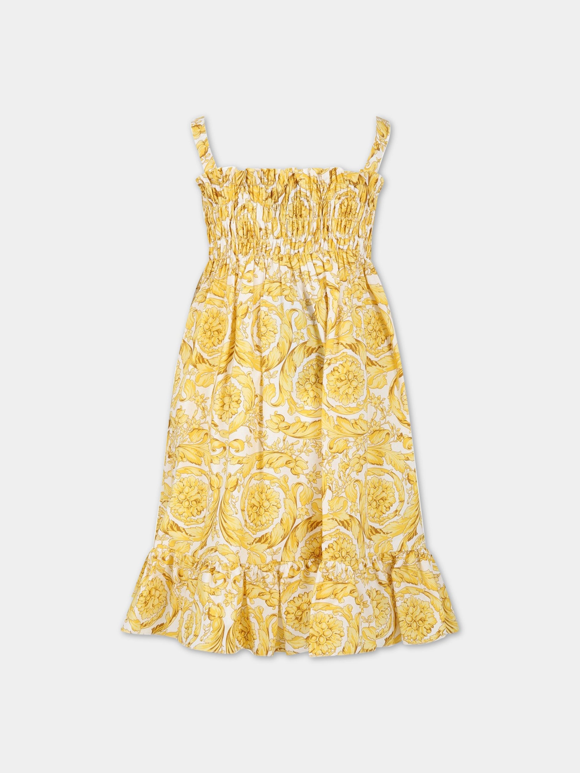 Vestito bianco per bambina con pattern Barocco,Versace,1000186 1A02460 5W050