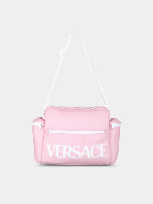 Borsa-mamma rosa per neonata con logo,Versace,1007127 1A06133 2PE90