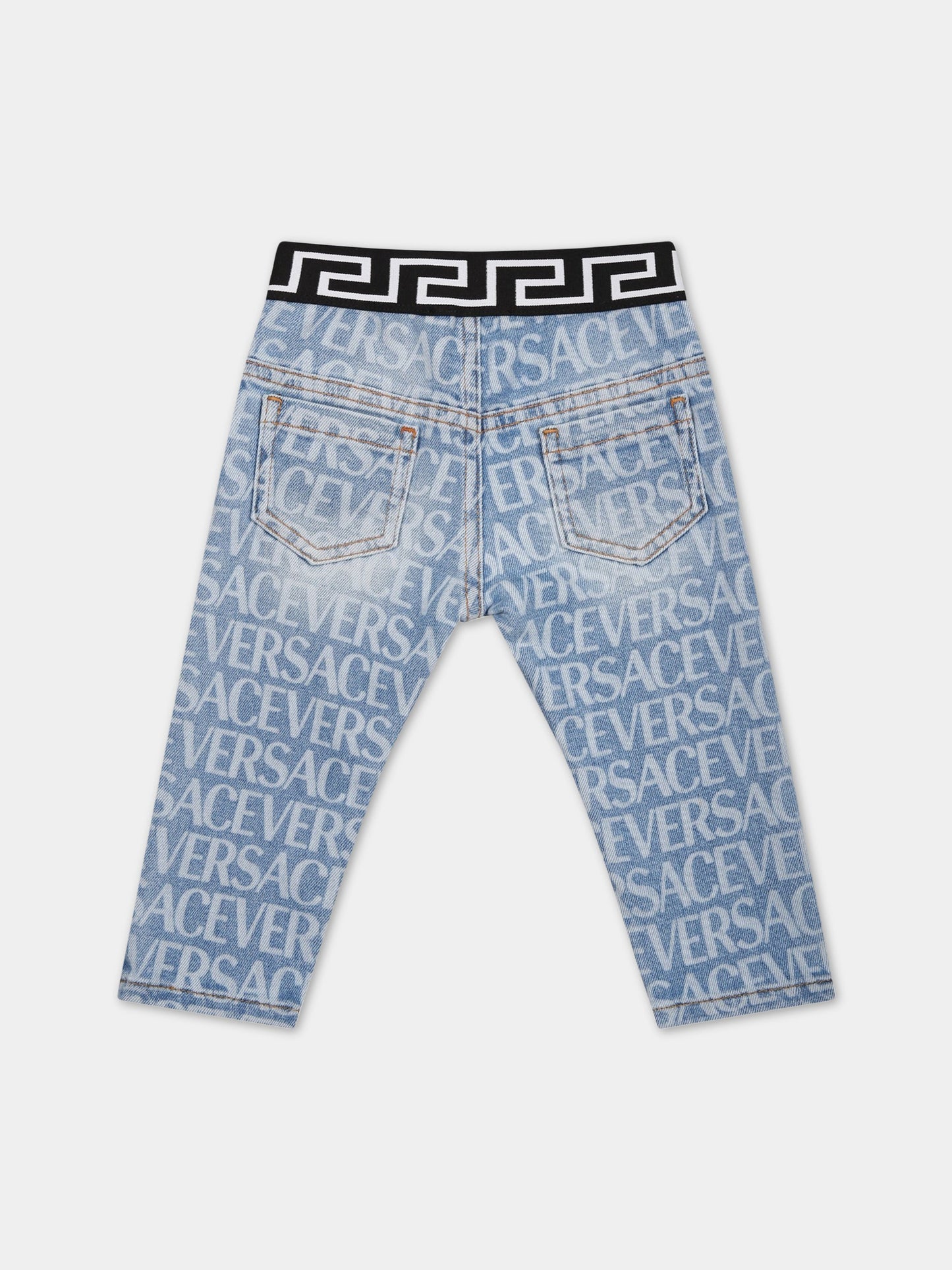 Jeans celesti per neonato con logo,Versace,1006755 1A06573 1D450