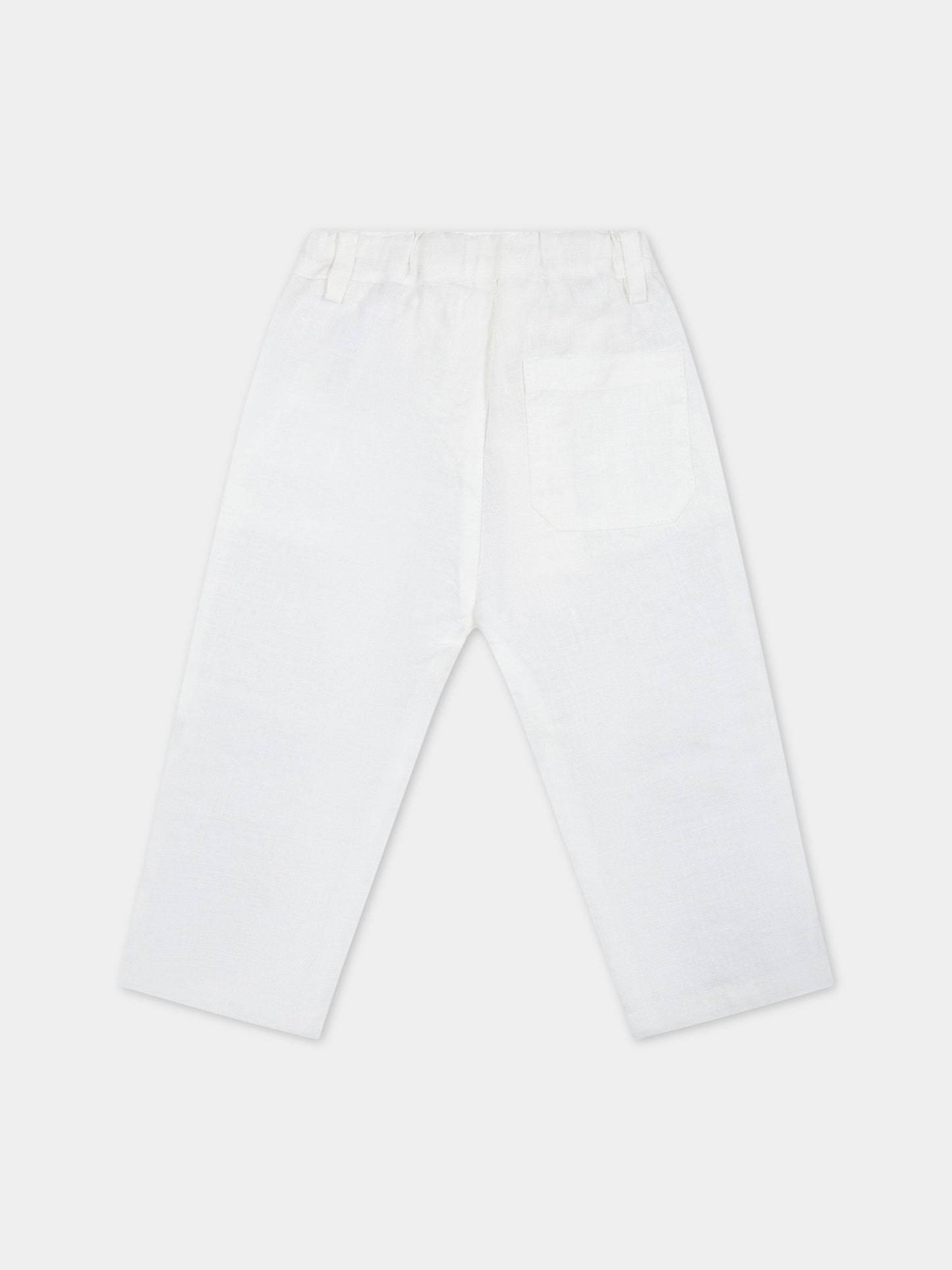 Pataloni avorio per neonato in lino,Zhoe & Tobiah,LIN5 1