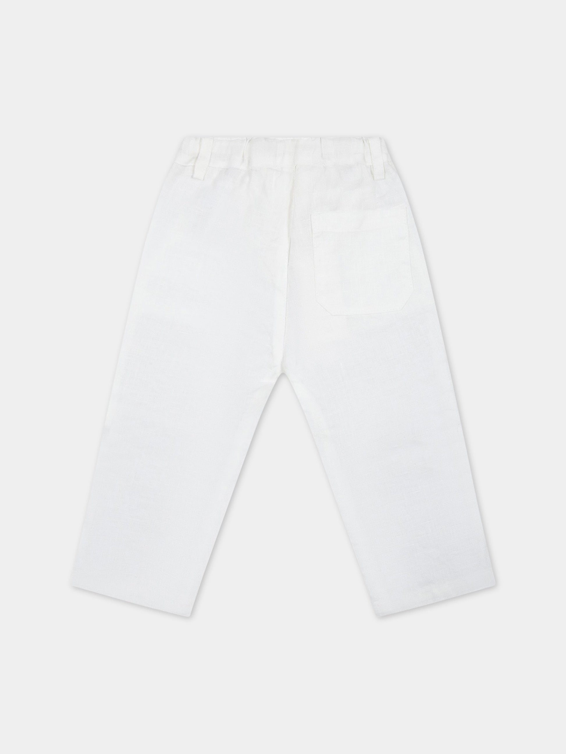 Pataloni avorio per neonato in lino,Zhoe & Tobiah,LIN5 1