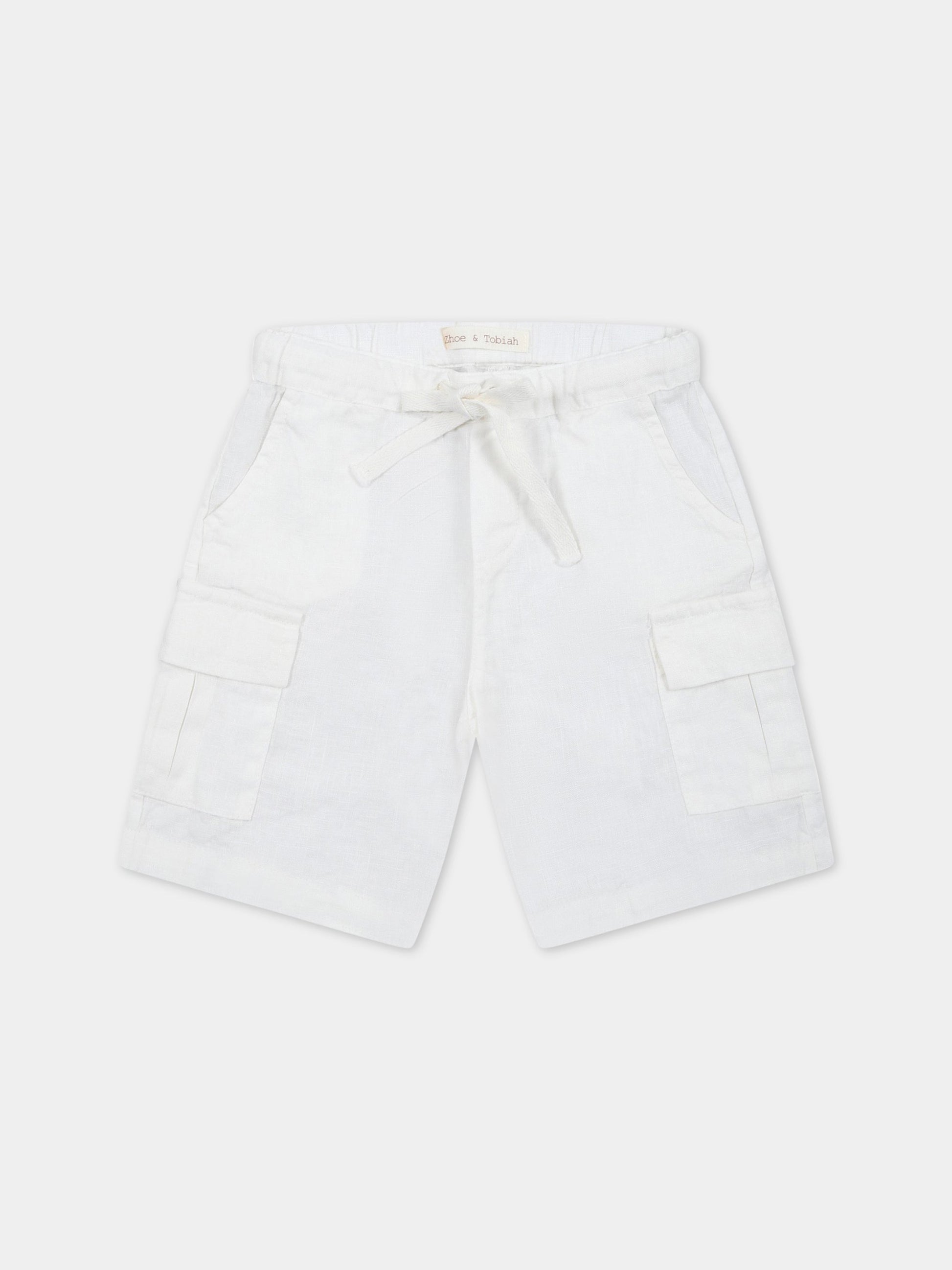 Bermuda avorio per neonato in lino,Zhoe & Tobiah,LIN4 1