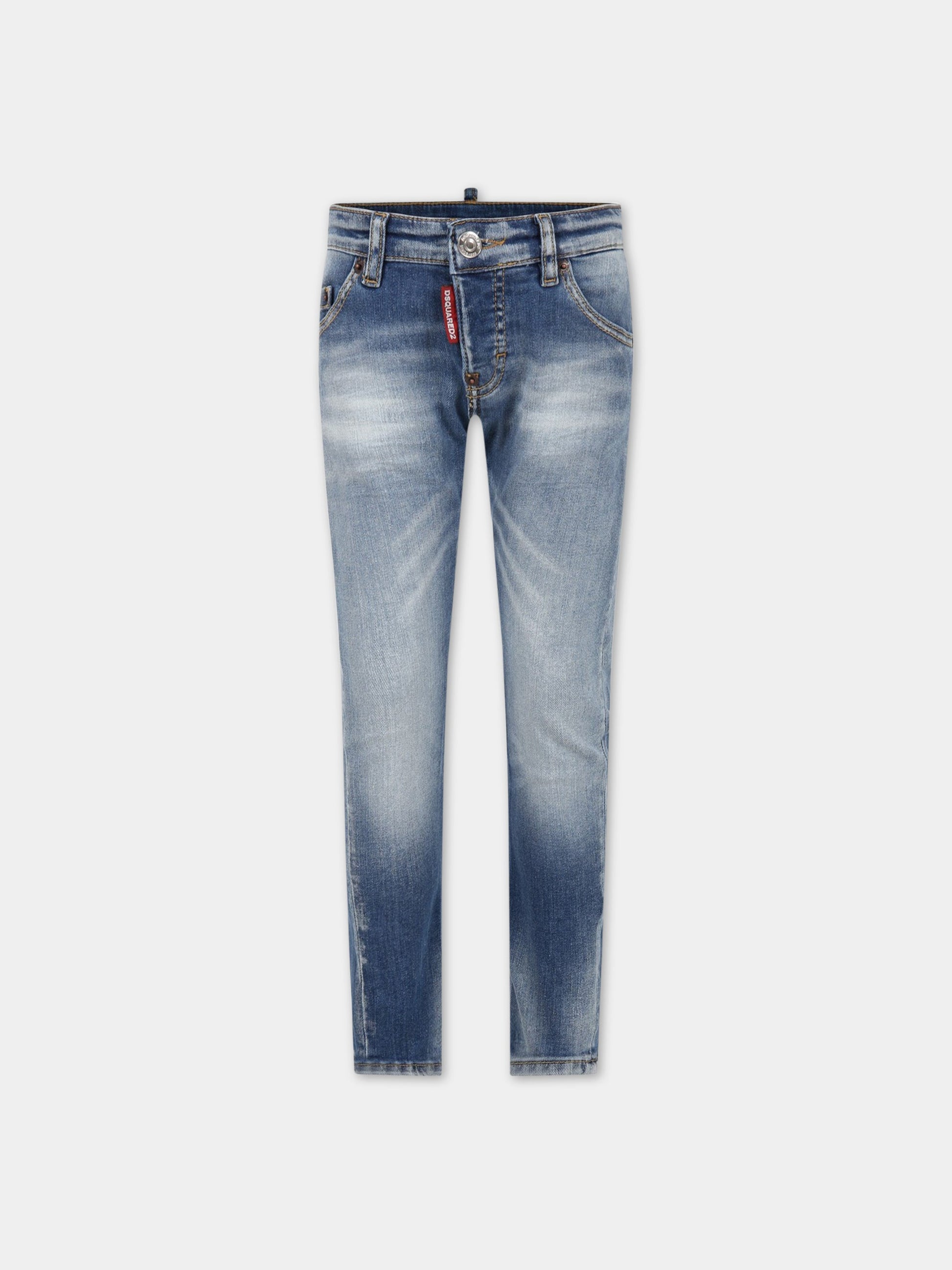 Jeans blu per bambino con patch logato,Dsquared2,DQ1336 D0A2K DQ01