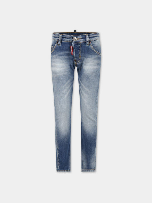 Jeans blu per bambino con patch logato,Dsquared2,DQ1336 D0A2K DQ01