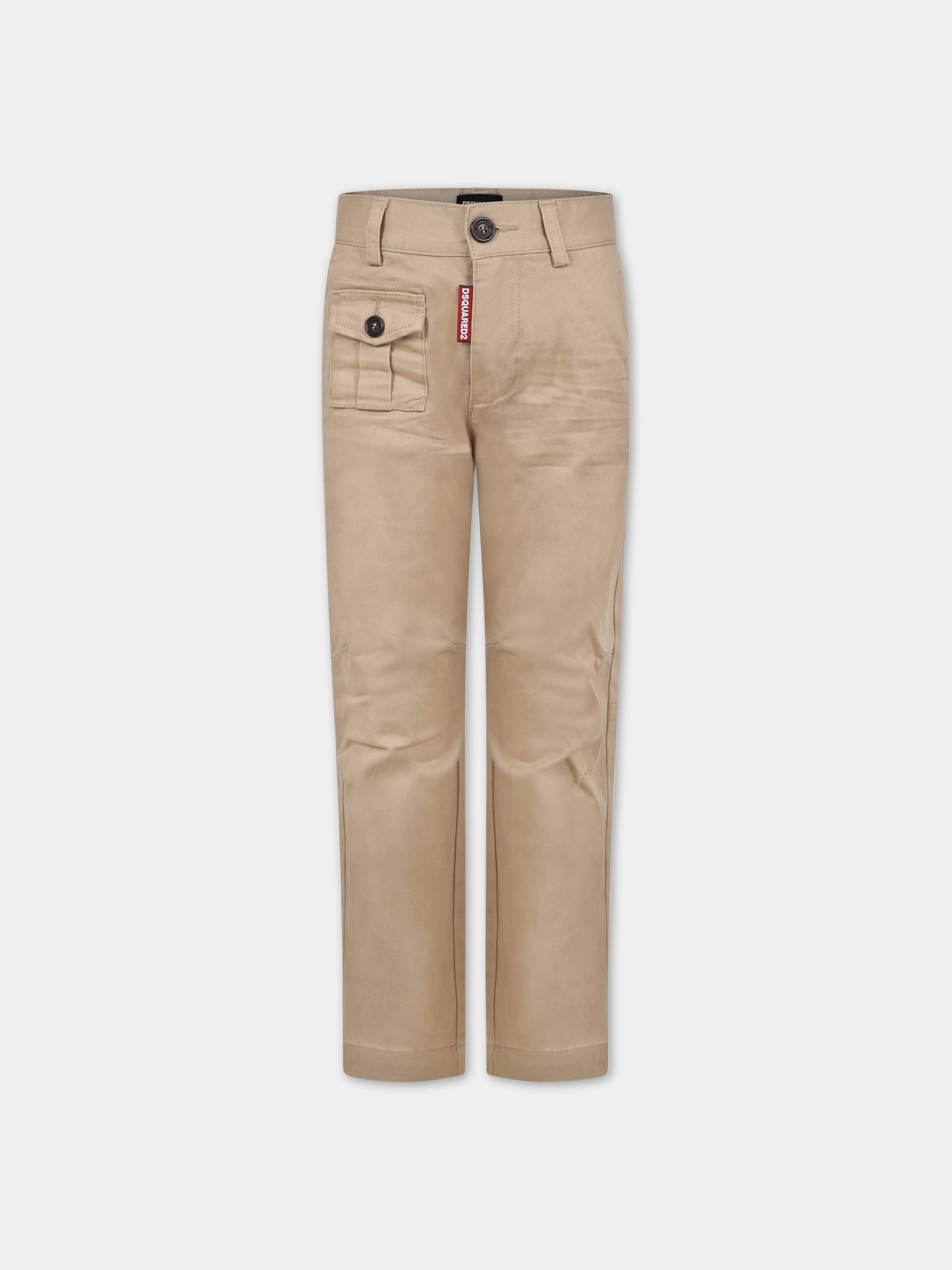 Pantaloni beige per bambino con logo,Dsquared2,DQ1505 D0093 DQ707