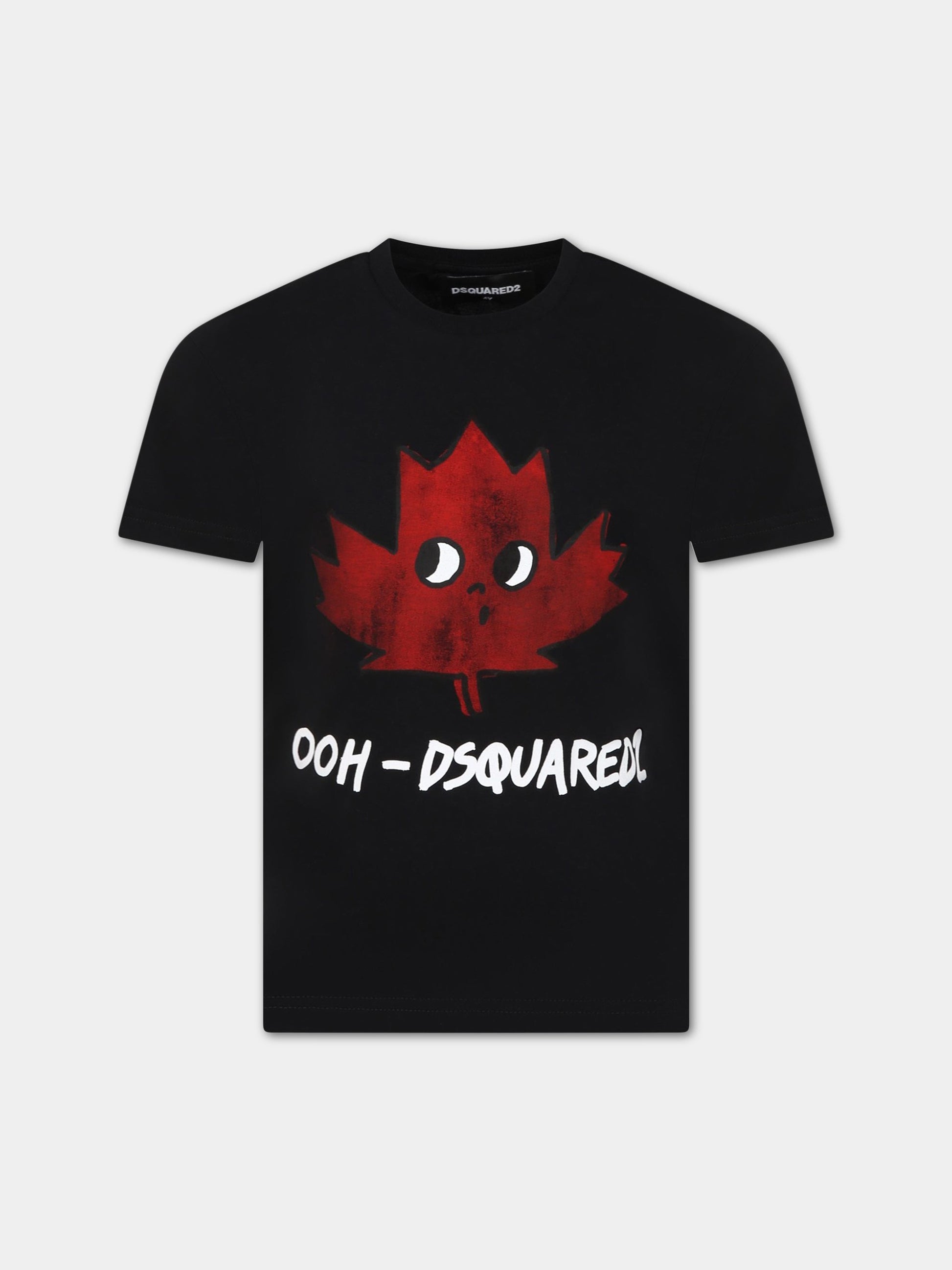 T-shirt nera per bambino con logo e stampa,Dsquared2,DQ1625 D004G DQ900