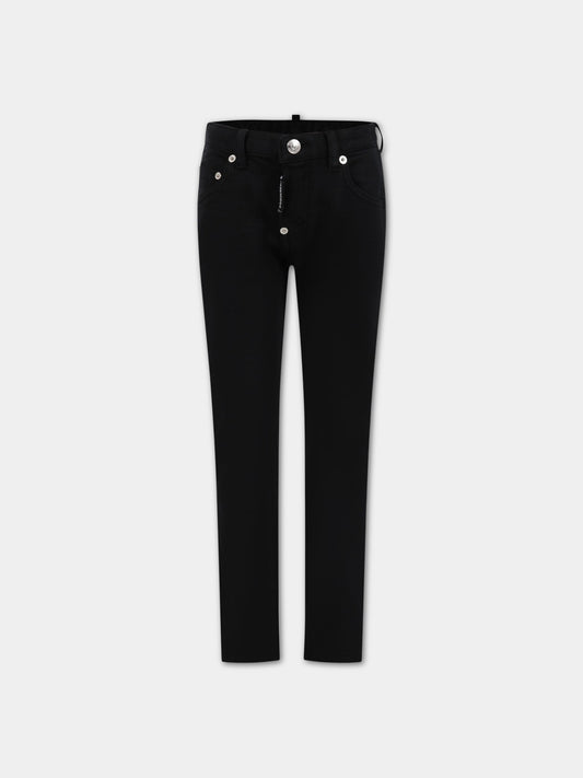Jeans nero per bambino con patch logato,Dsquared2,DQ1761 D0A4E DQ900