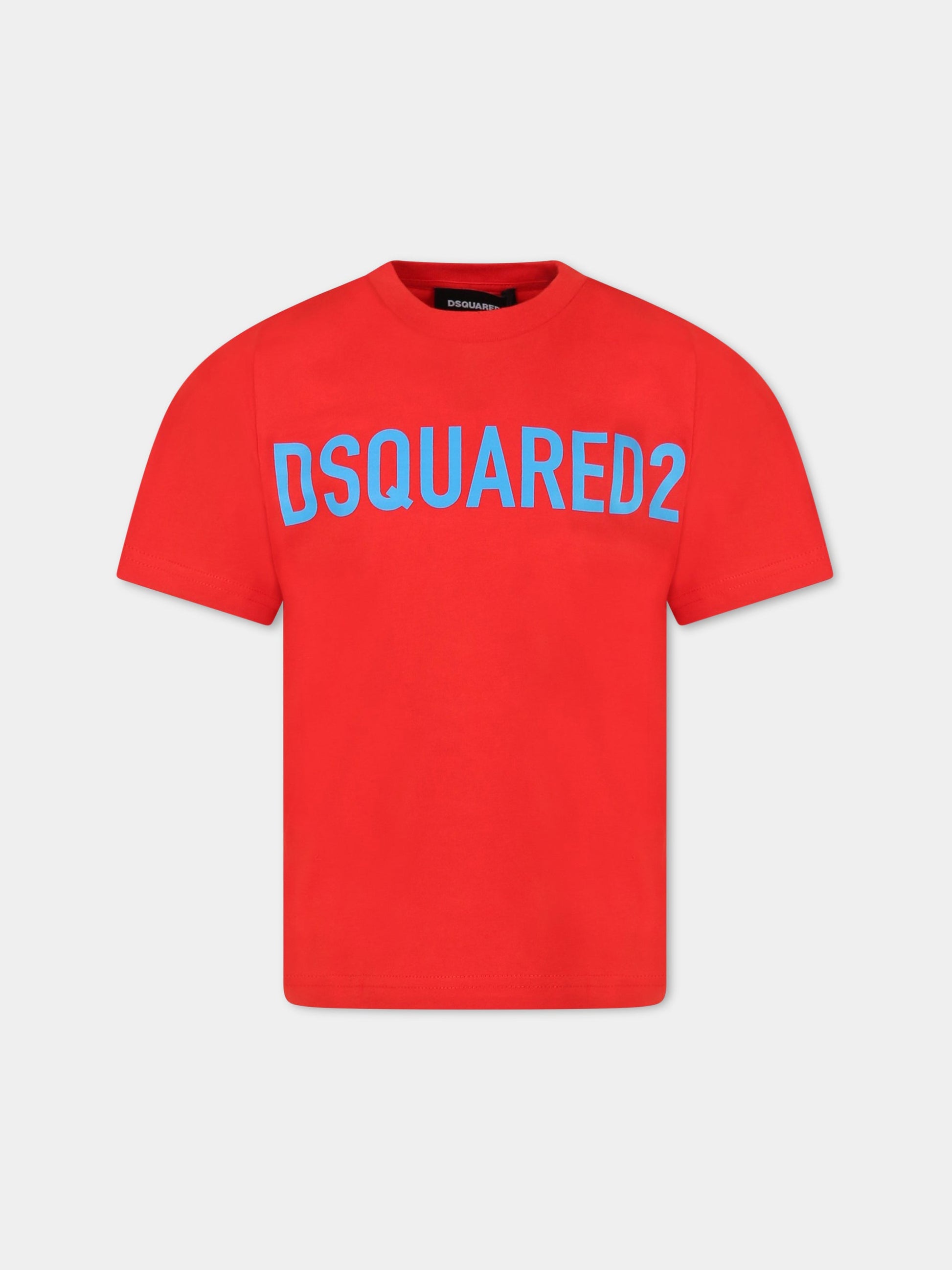 T-shirt rossa per bambino con logo,Dsquared2,DQ1770 D0A4C DQ413