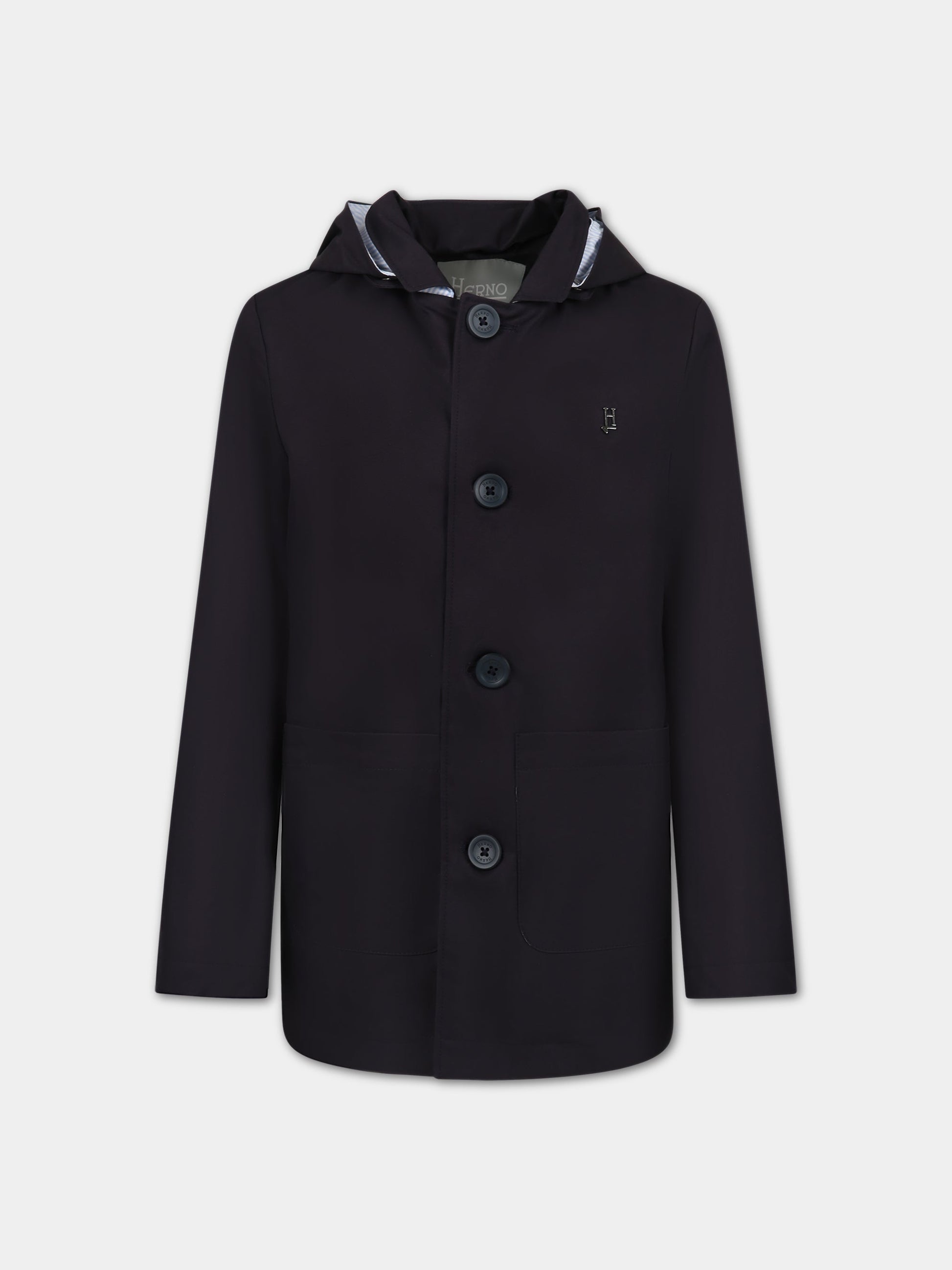 Cappotto blu per bambino con logo,Herno Kids,GC000029B 13218 9200