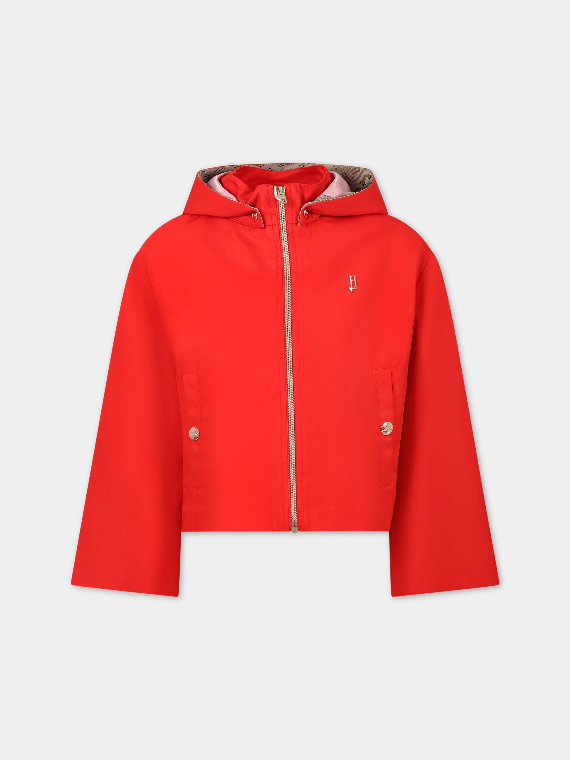 Giubbotto rosso per bambina con logo,Herno Kids,GI000061G 13218 6030