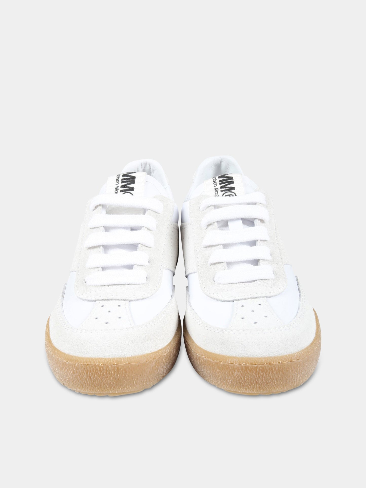 Sneakers bianche per bambini con logo,Mm6 Maison Margiela,73413 1