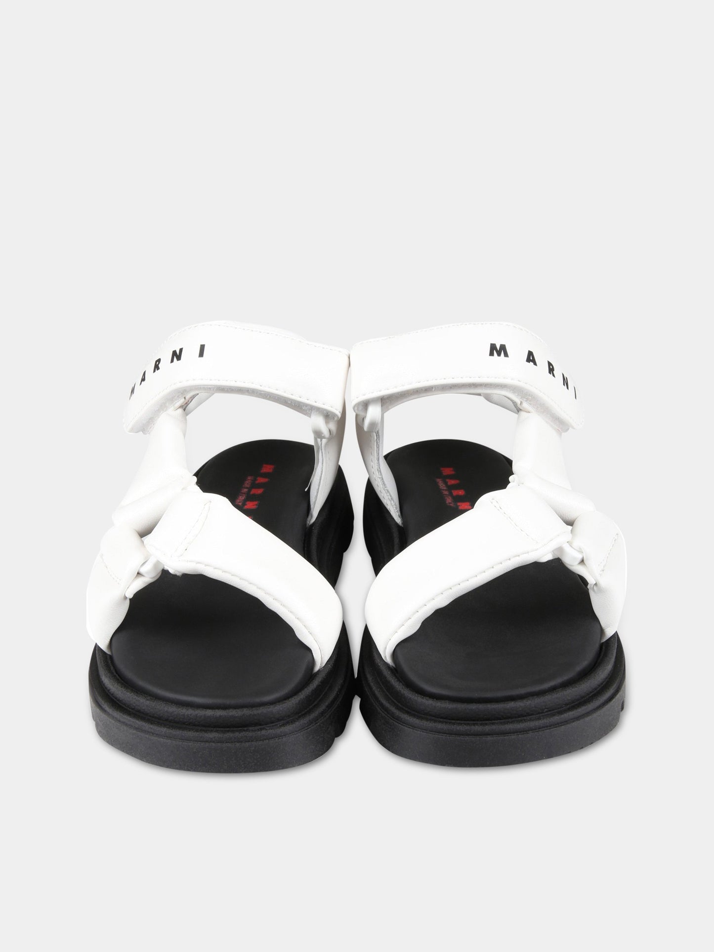 Sandali bianchi e neri per bambina con logo nero,Marni Kids,73461 3