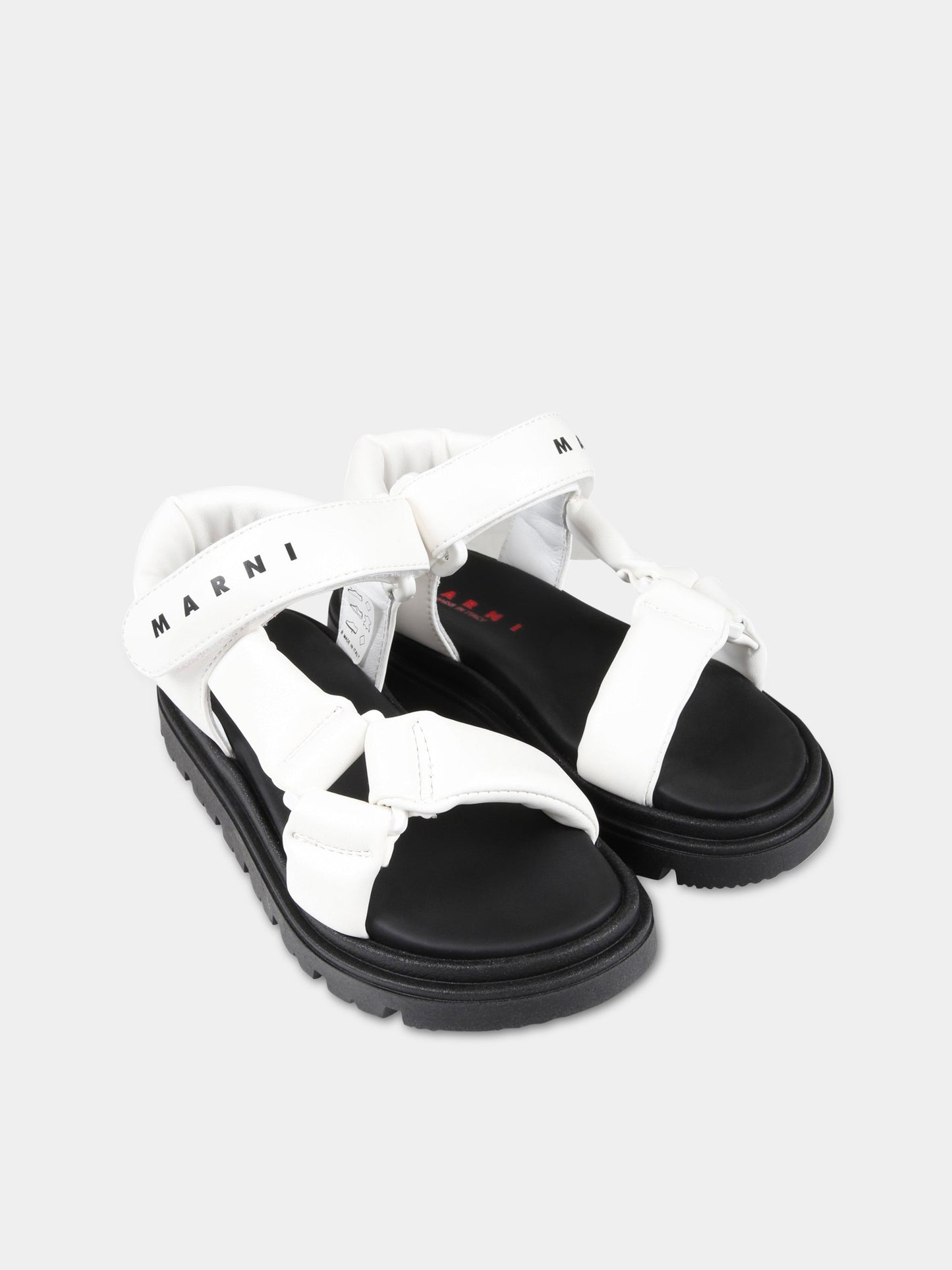 Sandali bianchi e neri per bambina con logo nero,Marni Kids,73461 3