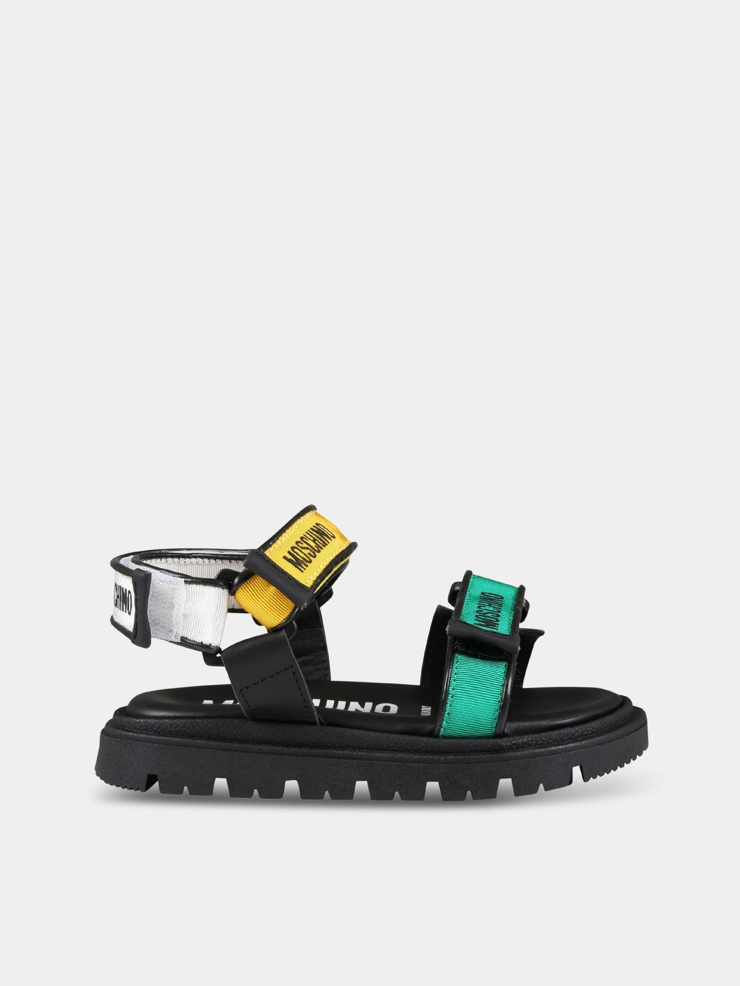 Sandali neri per bambino con logo,Moschino Kids,74303 1