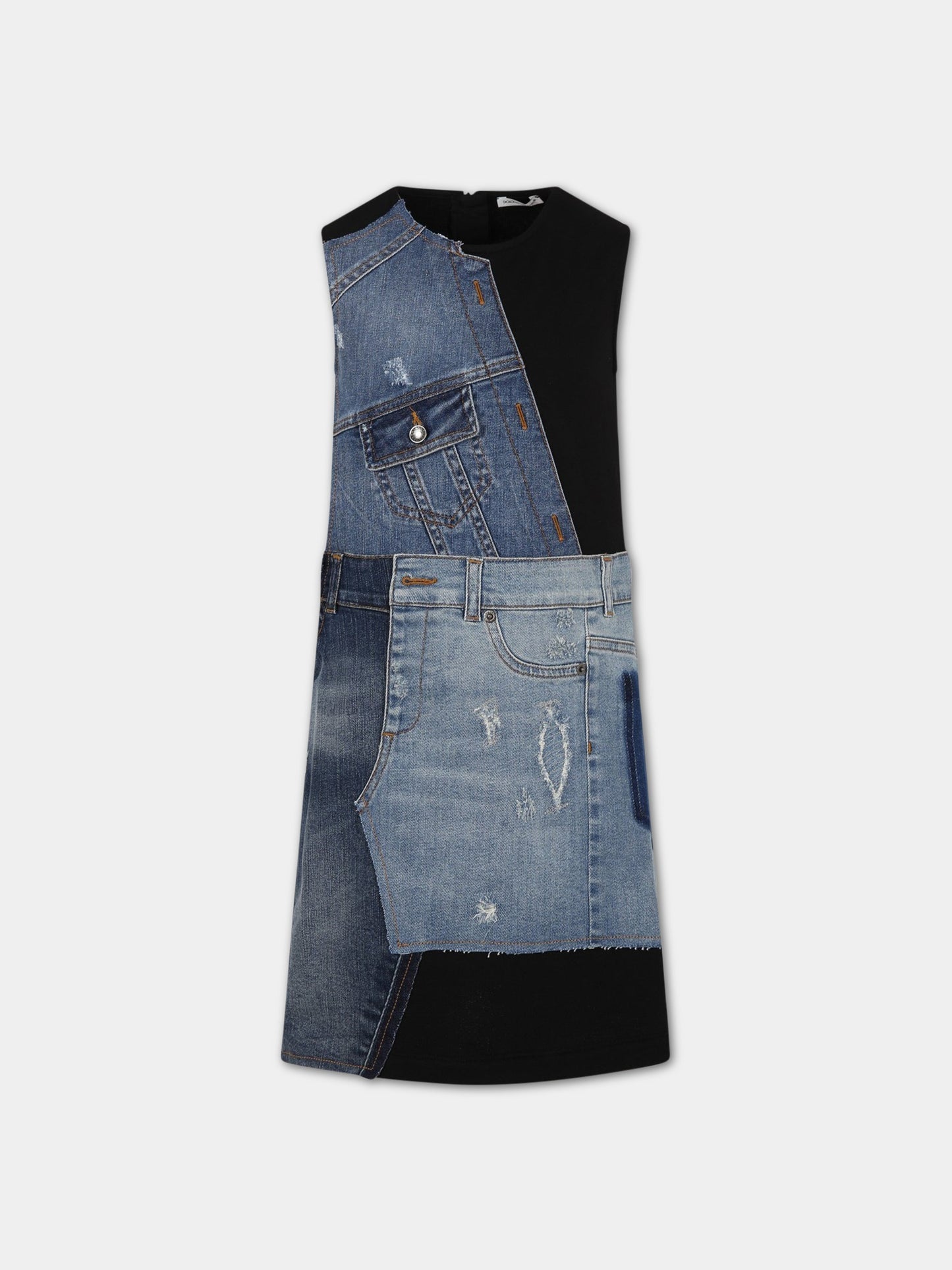 Vestito nero per bambina con logo,Dolce & Gabbana Kids,L53DJ7 G7H8D S9000