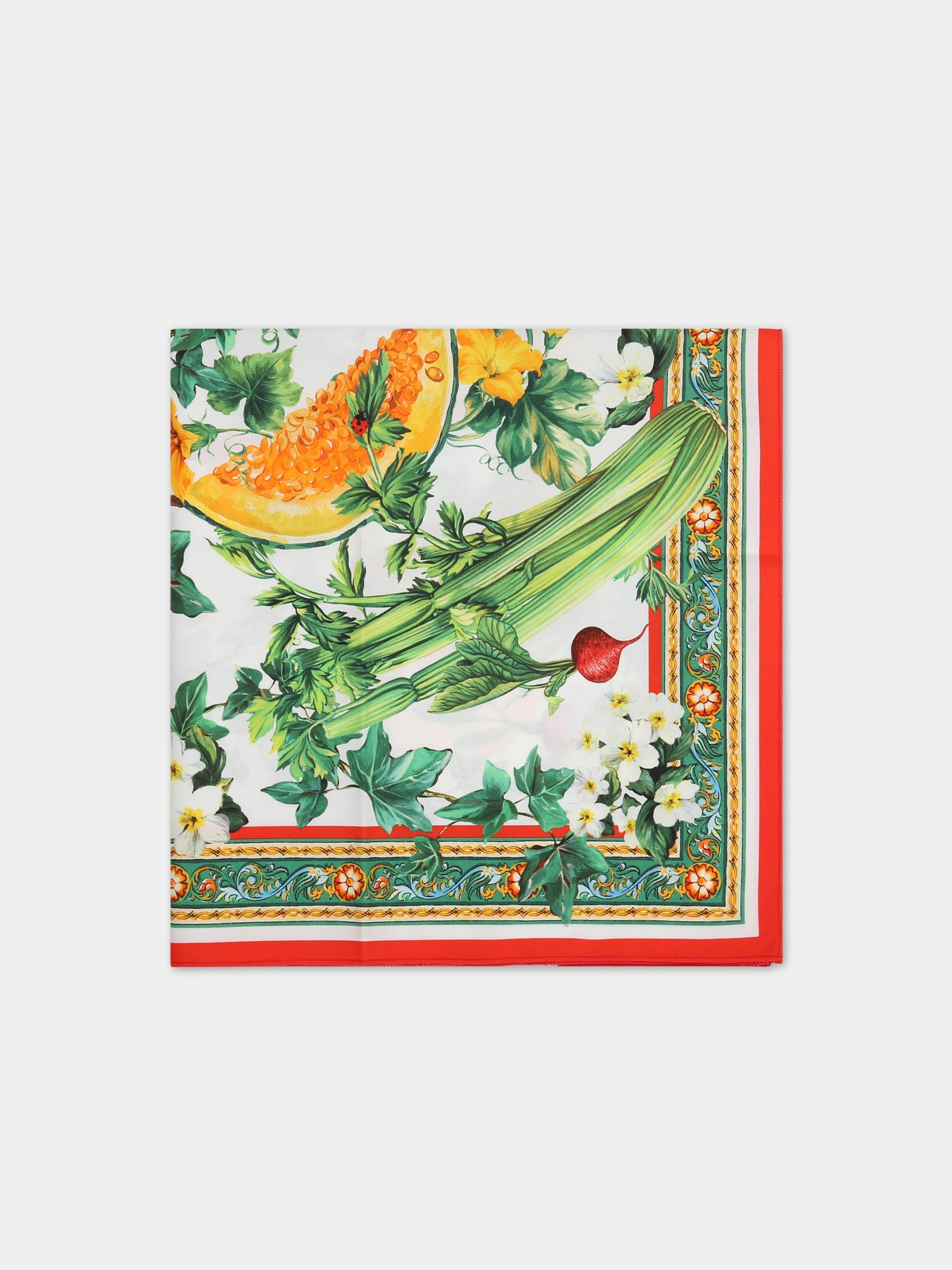 Sciarpa multicolor per bambina con iconica stampa e logo,Dolce & Gabbana Kids,LB7A11 G7I4I HA4NJ