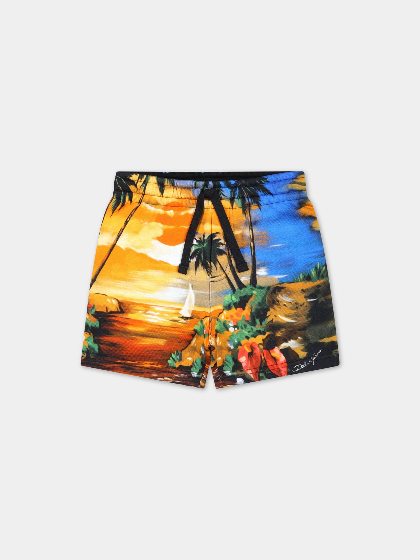 Multicolor shorts for baby boy with white logo,Dolce & Gabbana Kids,L1JQN5 G7H0P HH4JK