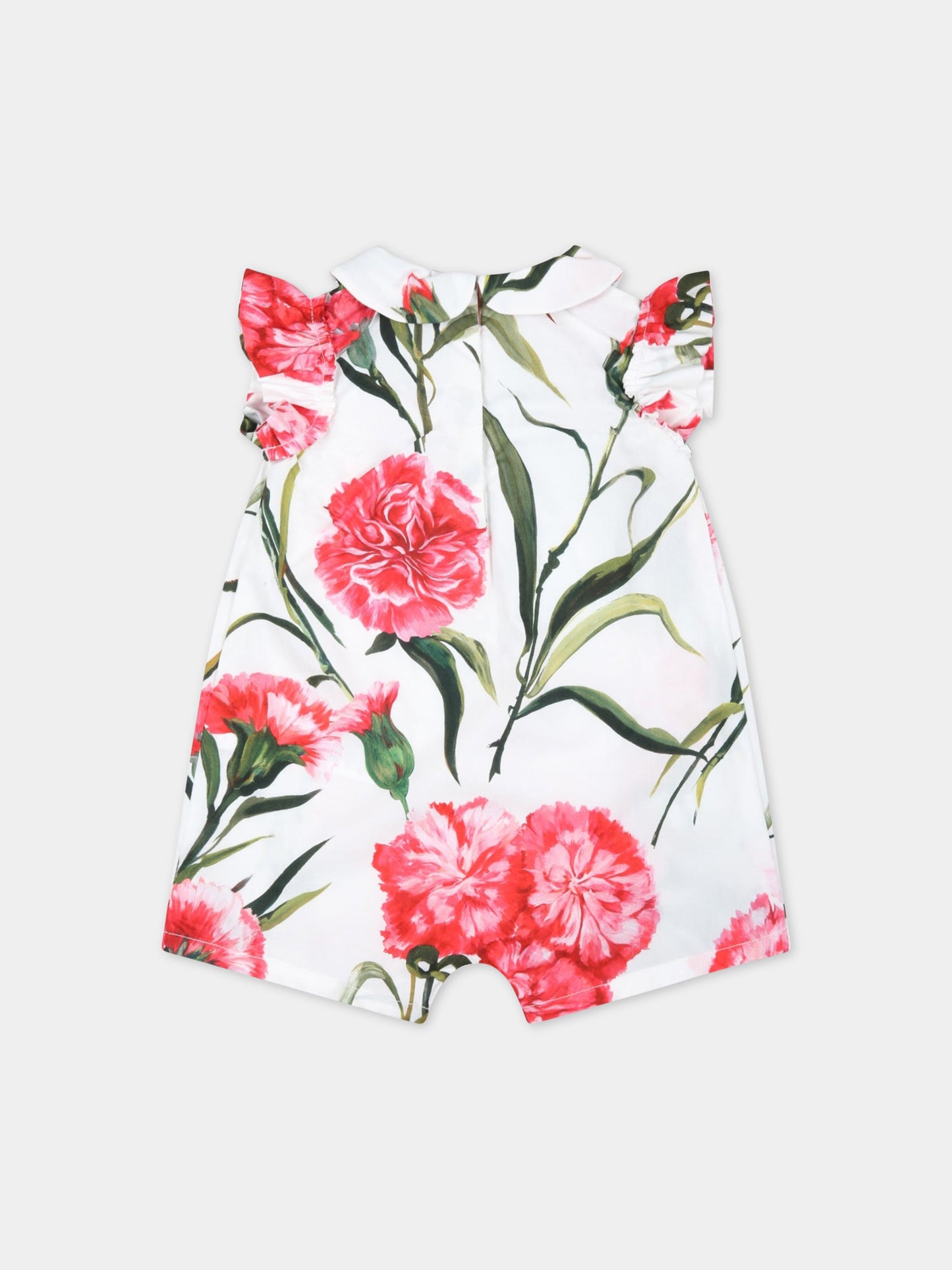 Pagliaccetto bianco per neonata con garofani rosa,Dolce & Gabbana Kids,L21O87 HS5O0 HA3VL