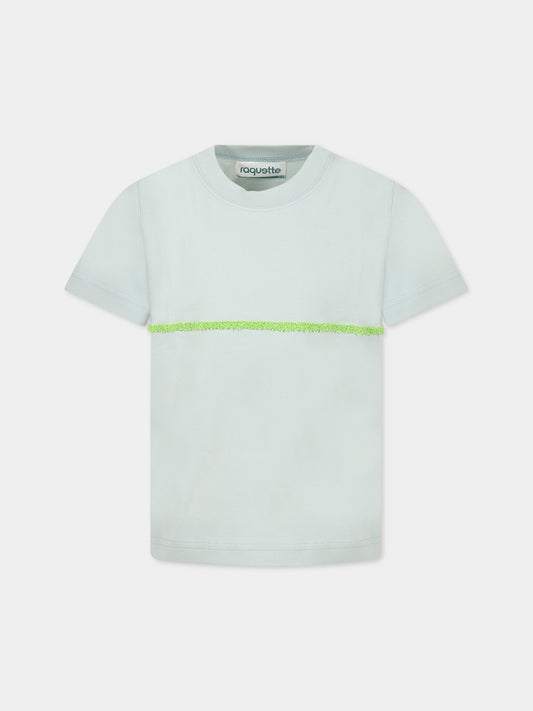 T-shirt celeste per bambini con dettagli verde,Raquette,BAT 001B 67