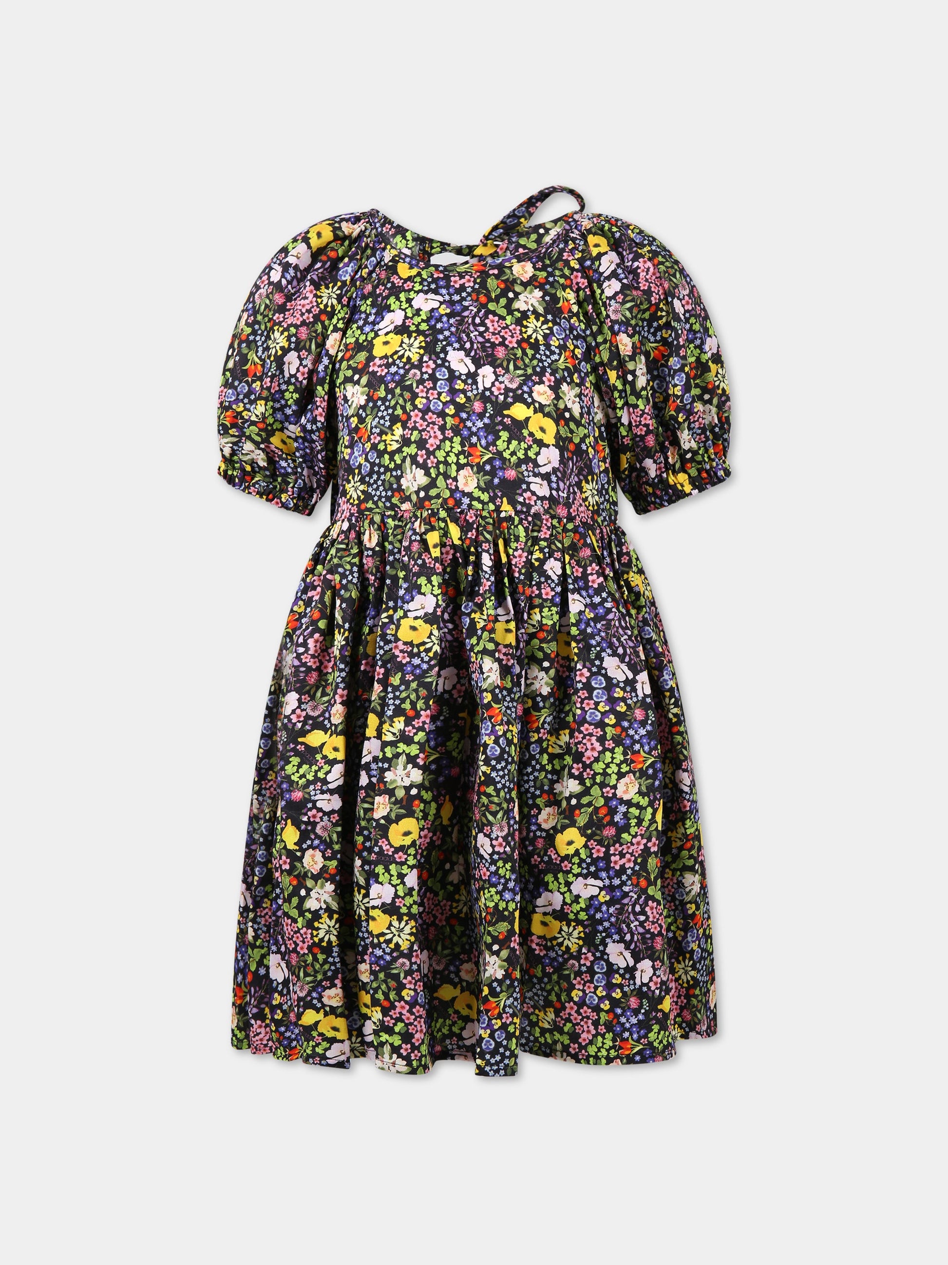 Vestito multicolor per bambina con stampa floreale e logo,Paade Mode,232500528