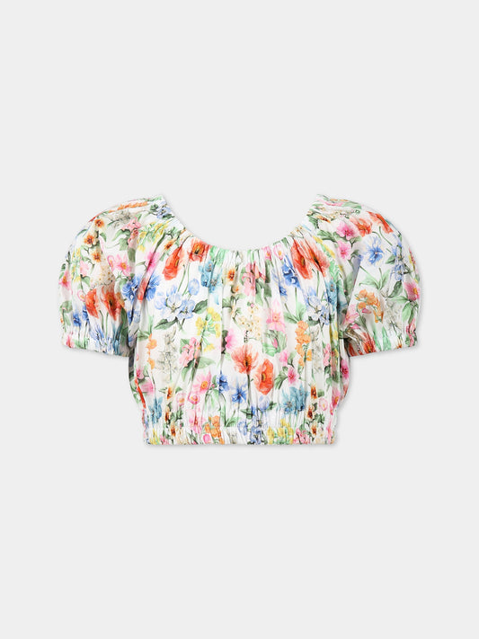 T-shirt multicolor per bambina con stampa floreale,Paade Mode,232111419