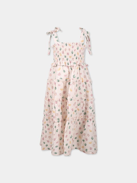 Vestito rosa per bambina con stampa frutta,Coco Au Lait,14COCO1038