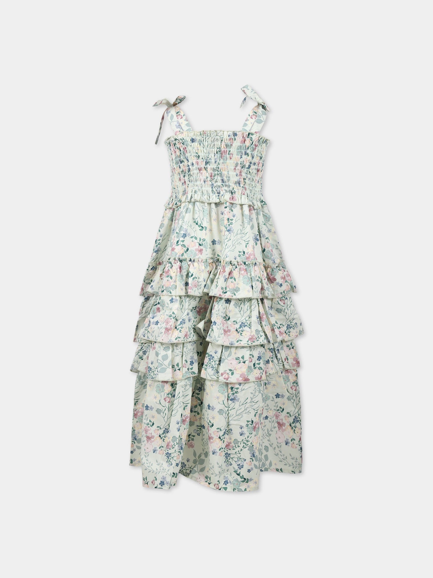 Vestito verde per bambina con stampa floreale,Coco Au Lait,14COCO1052
