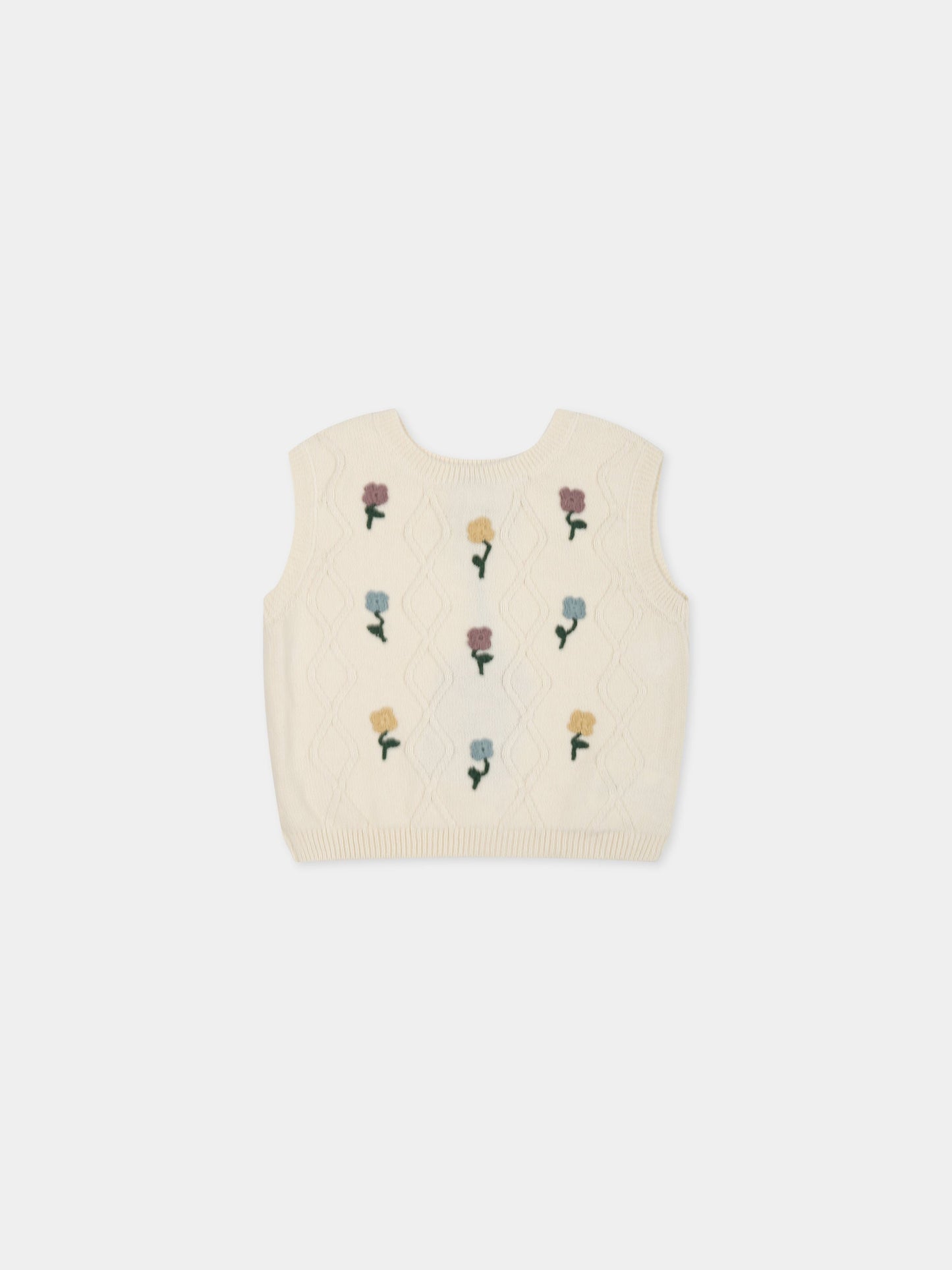 Gilet bianco per bambina con fiori,Coco Au Lait,14COCO11621
