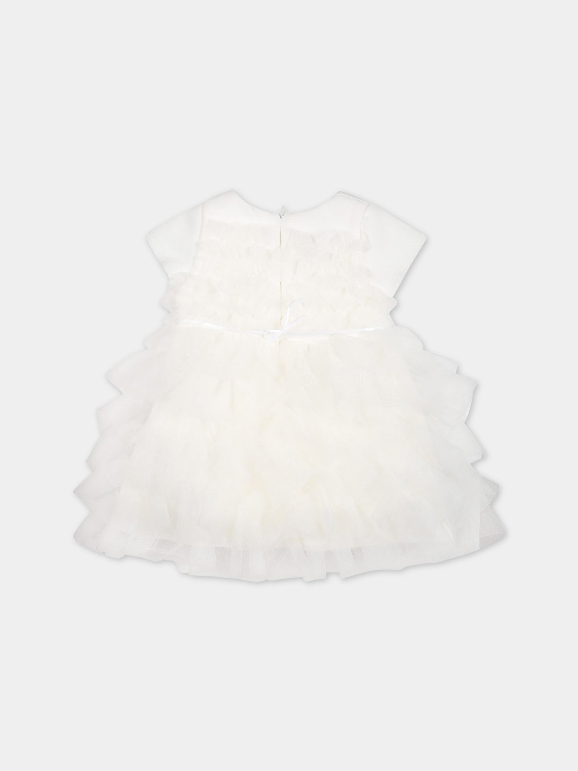 Vestito bianco per neonata con logo,Blumarine Baby,IA3116J6624 10602