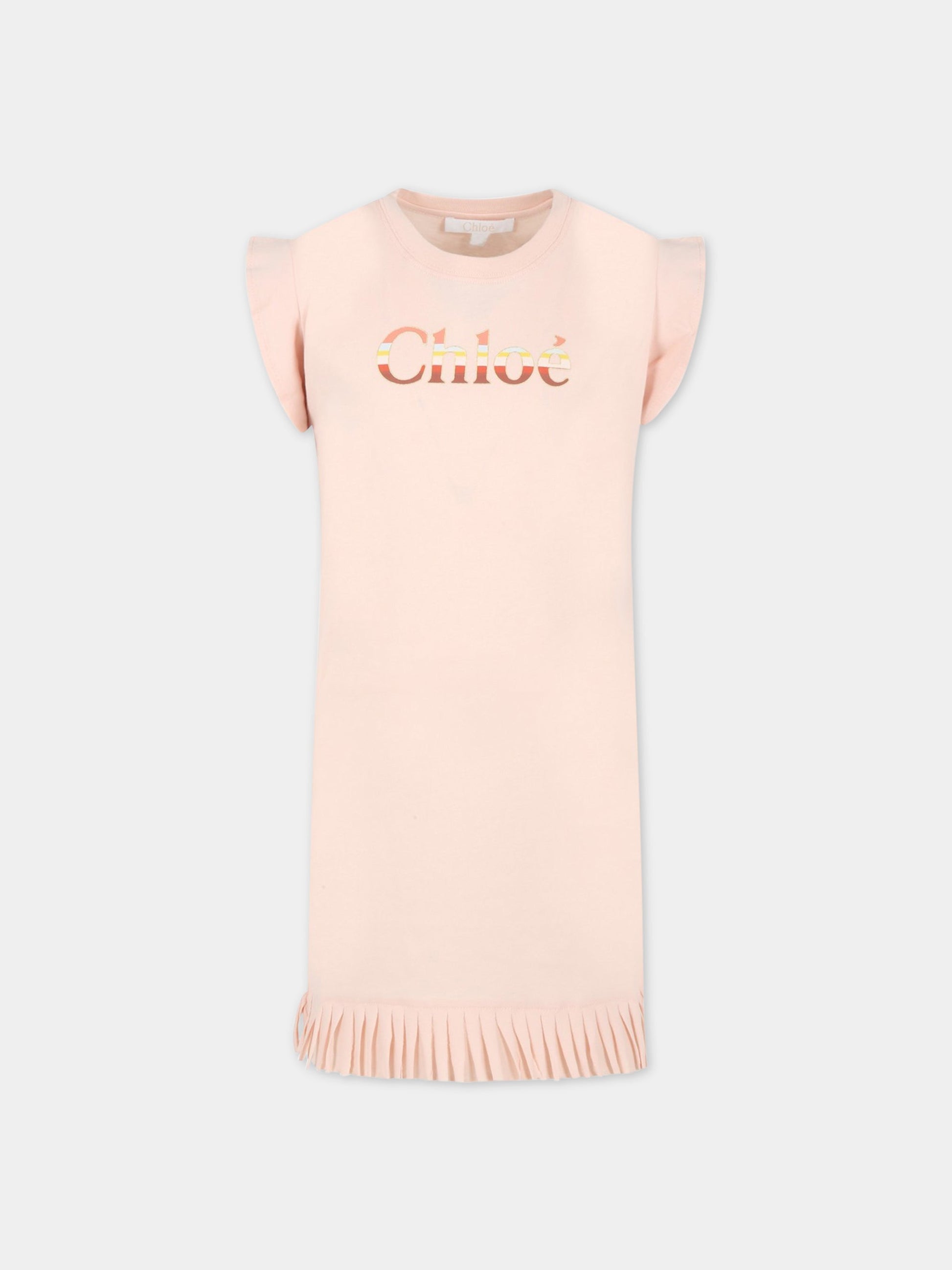 Vestito rosa per bambina con logo,Chloé Kids,C12907 45K