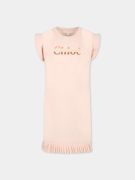 Vestito rosa per bambina con logo,Chloé Kids,C12907 45K