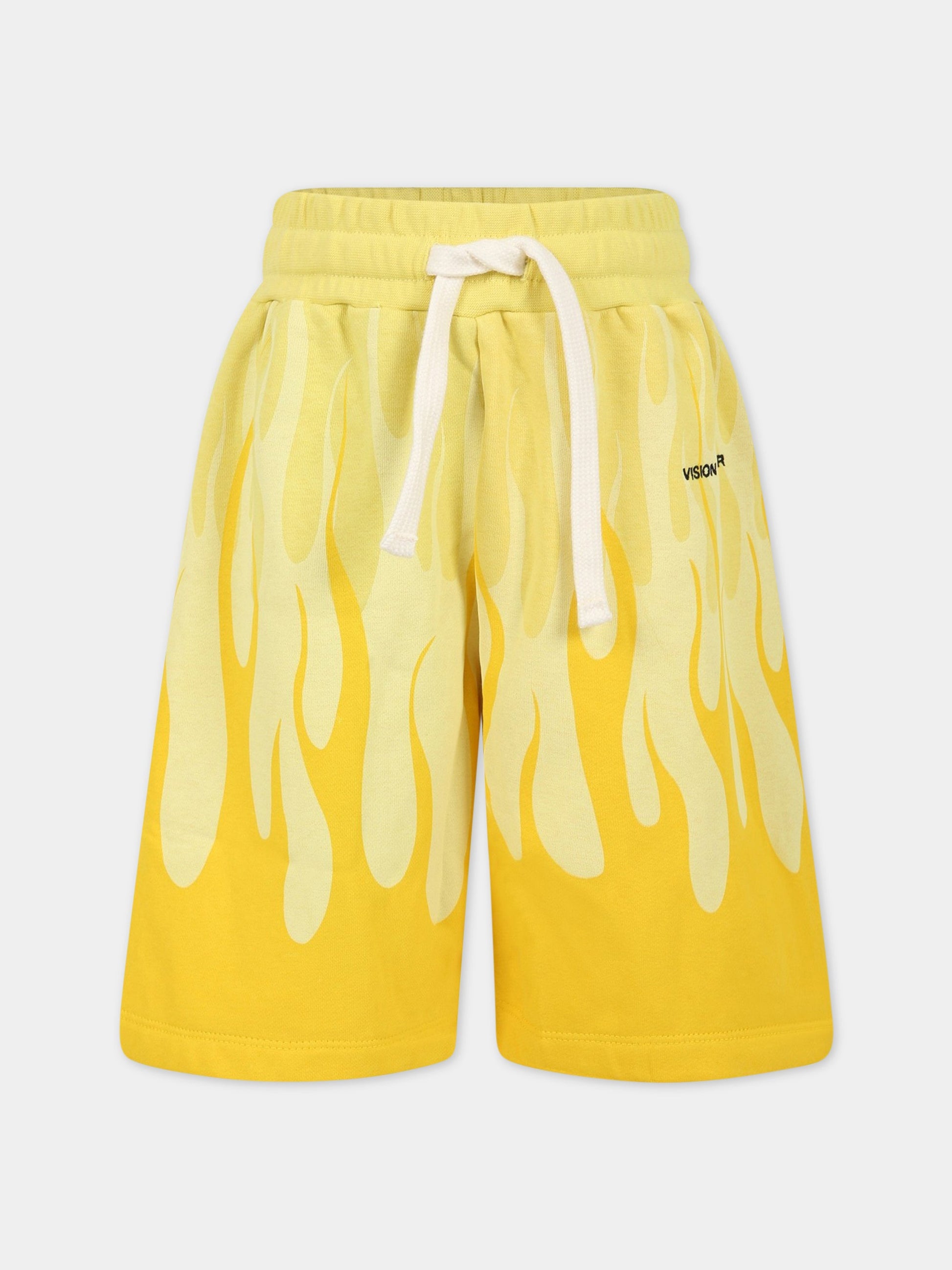 Short casual giallo per bambino con logo,Vision Of Super,BFV3103J GIALLO